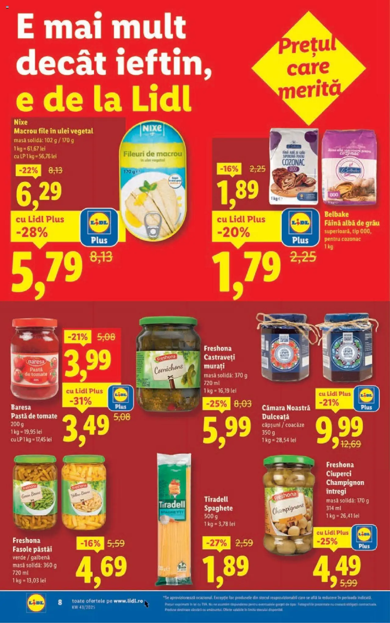Noul catalog Lidl – valabil de la 20.10.2025 | Pagină: 8 | Produse: Masă, Ciuperci, Căpșuni, Castraveți