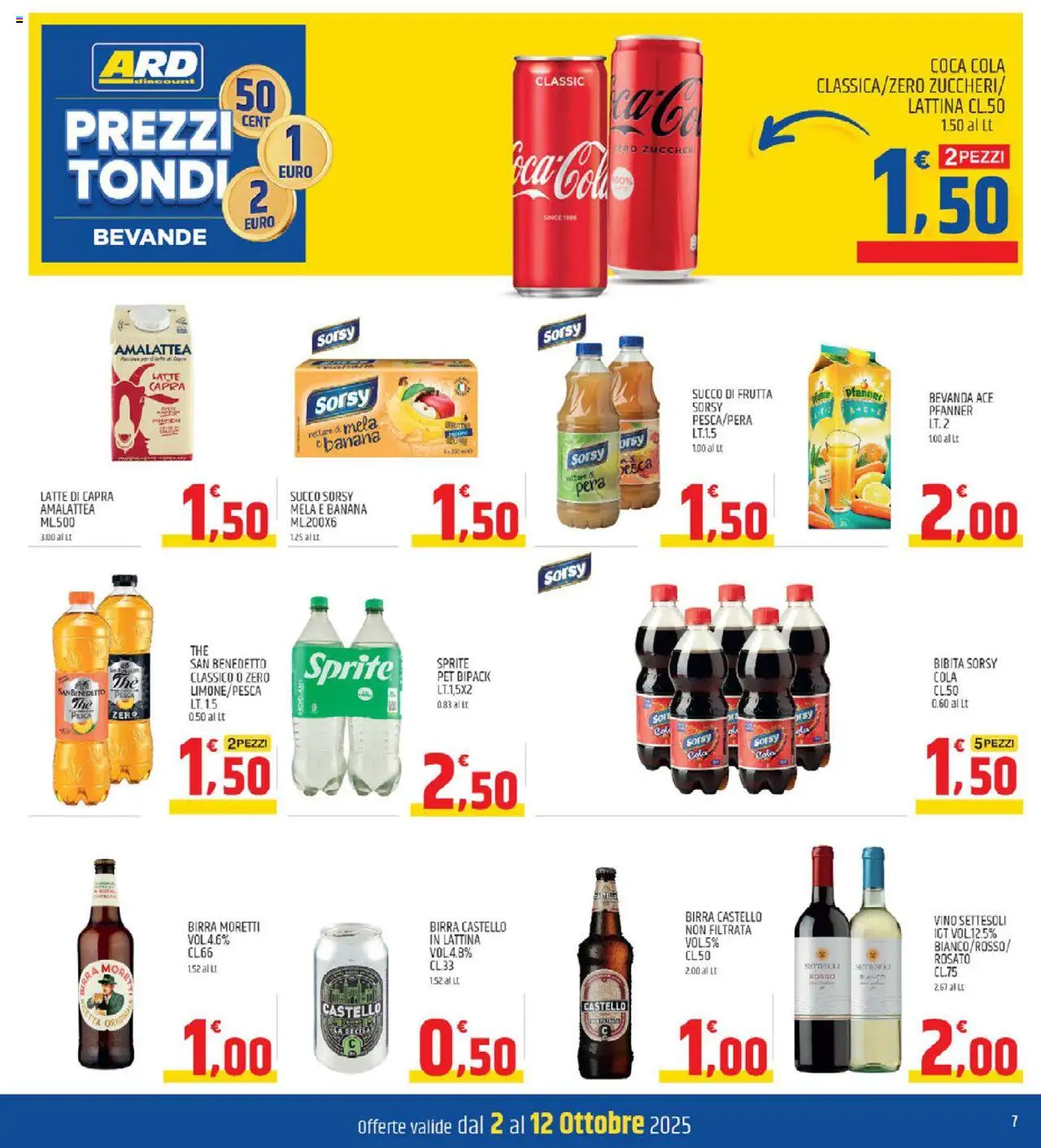 Volantino ARD Discount del 02.10.2025 | Pagina: 7 | Prodotti: Succo, Latte, Pera, Succo di frutta