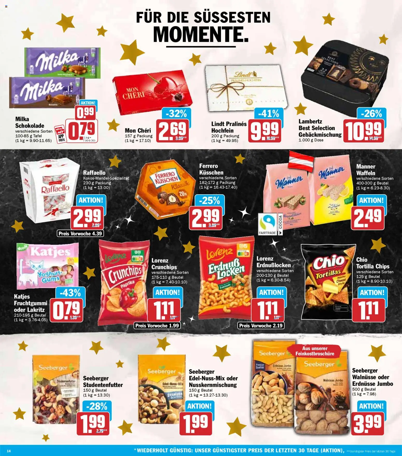 HIT Prospekt Bayern	 – gültig ab 15.12.2025 | Seite: 14 | Produkte: Erdnüsse, Milka schokolade, Waffeln, Lorenz crunchips