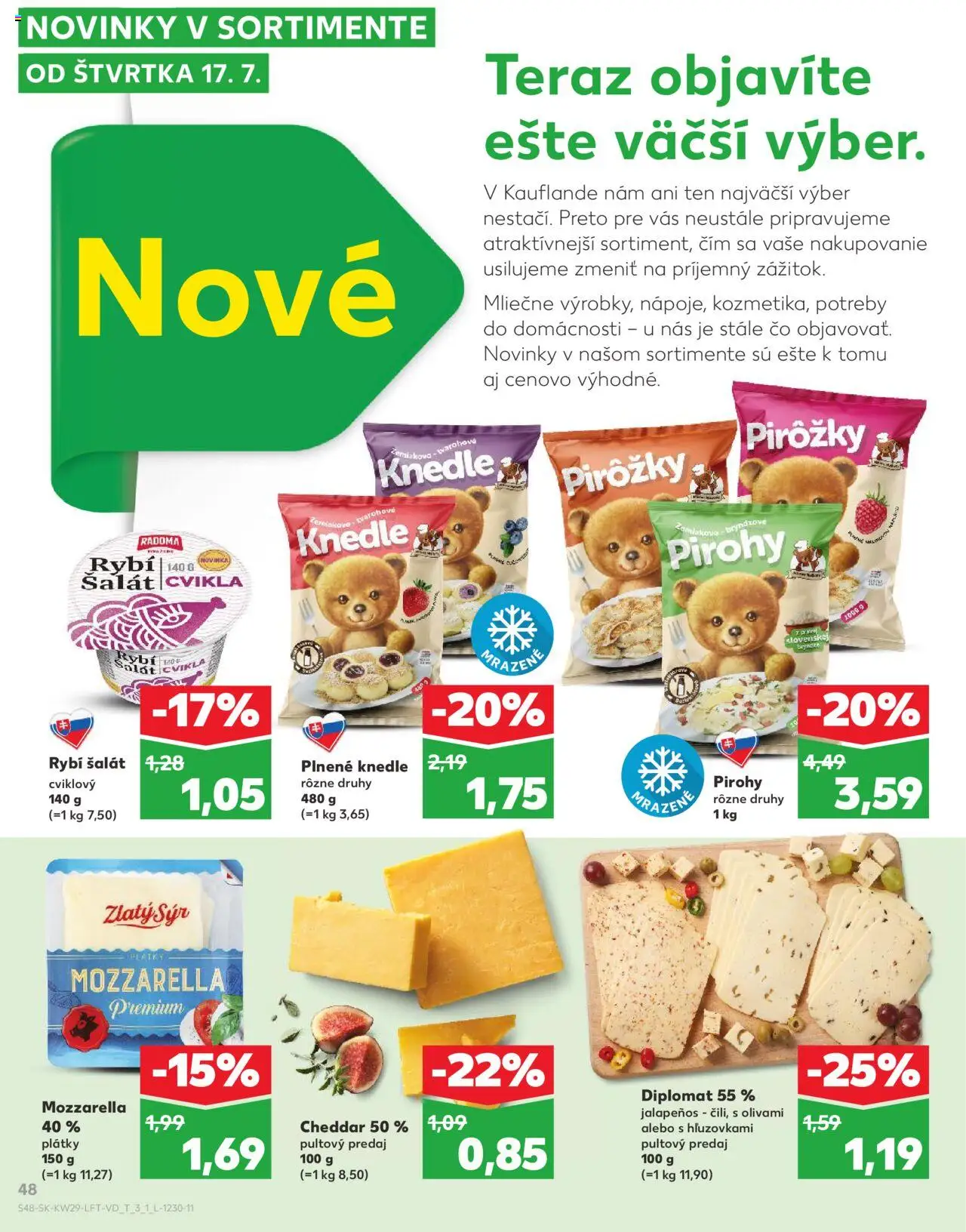 Kaufland Senica │ platný od 17.07.2025 | Strana: 48 | Produkty: Syr, Pirohy, Mozzarella, Šalát