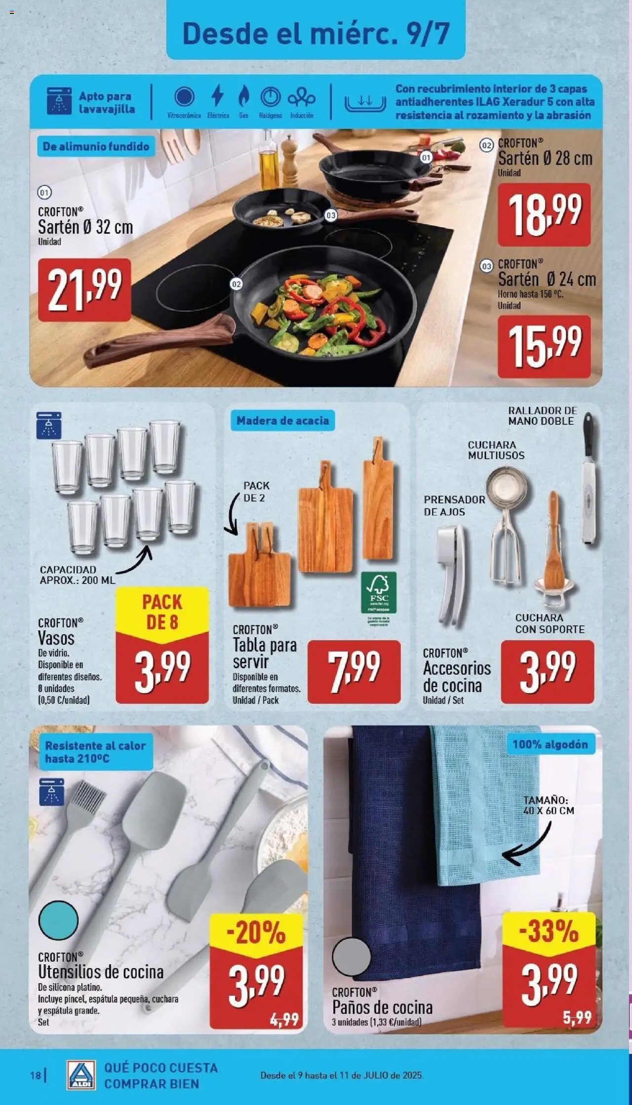 Aldi folleto Canarias │ válido desde el 07.07.2025 | Página: 18 | Productos: Pan, Vasos, Horno, Cocina
