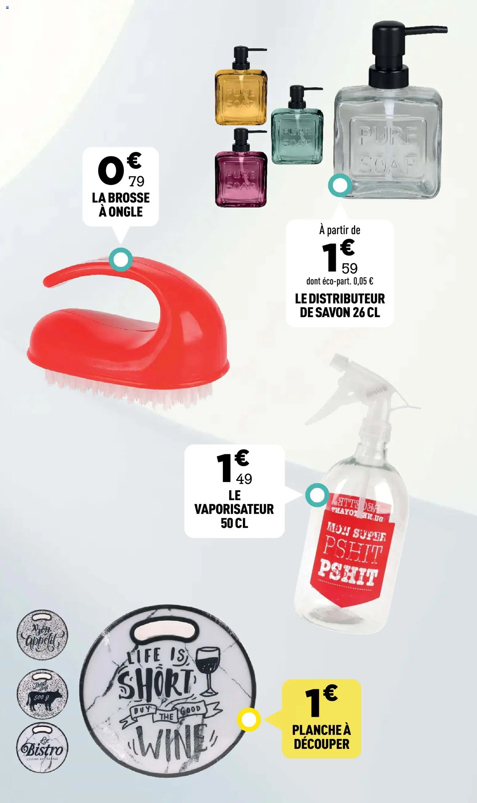 {H1} | Page: 5 | Produits: Brosse, Savon, Vaporisateur, Thé