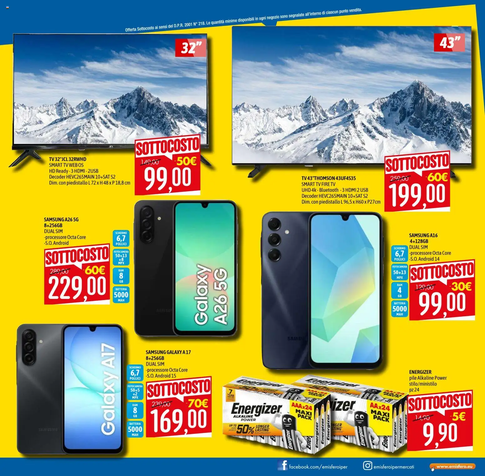 Volantino Emisfero del 13.11.2025 | Pagina: 3 | Prodotti: Pile, Samsung Galaxy, smart TV, TV