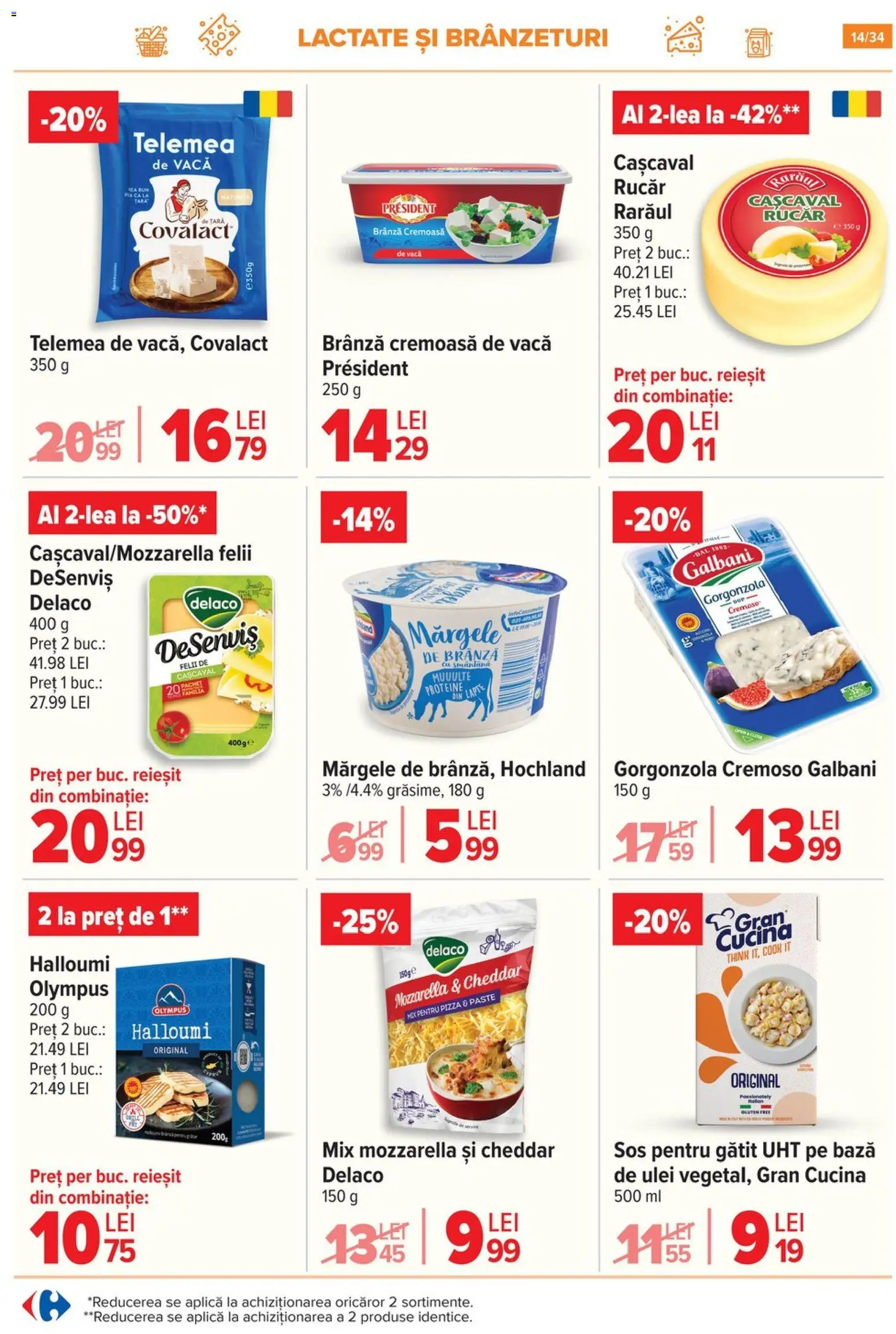 Noul catalog Carrefour – valabil de la 05.11.2025 | Pagină: 14 | Produse: Cașcaval, Mozzarella, Lapte, Pizza