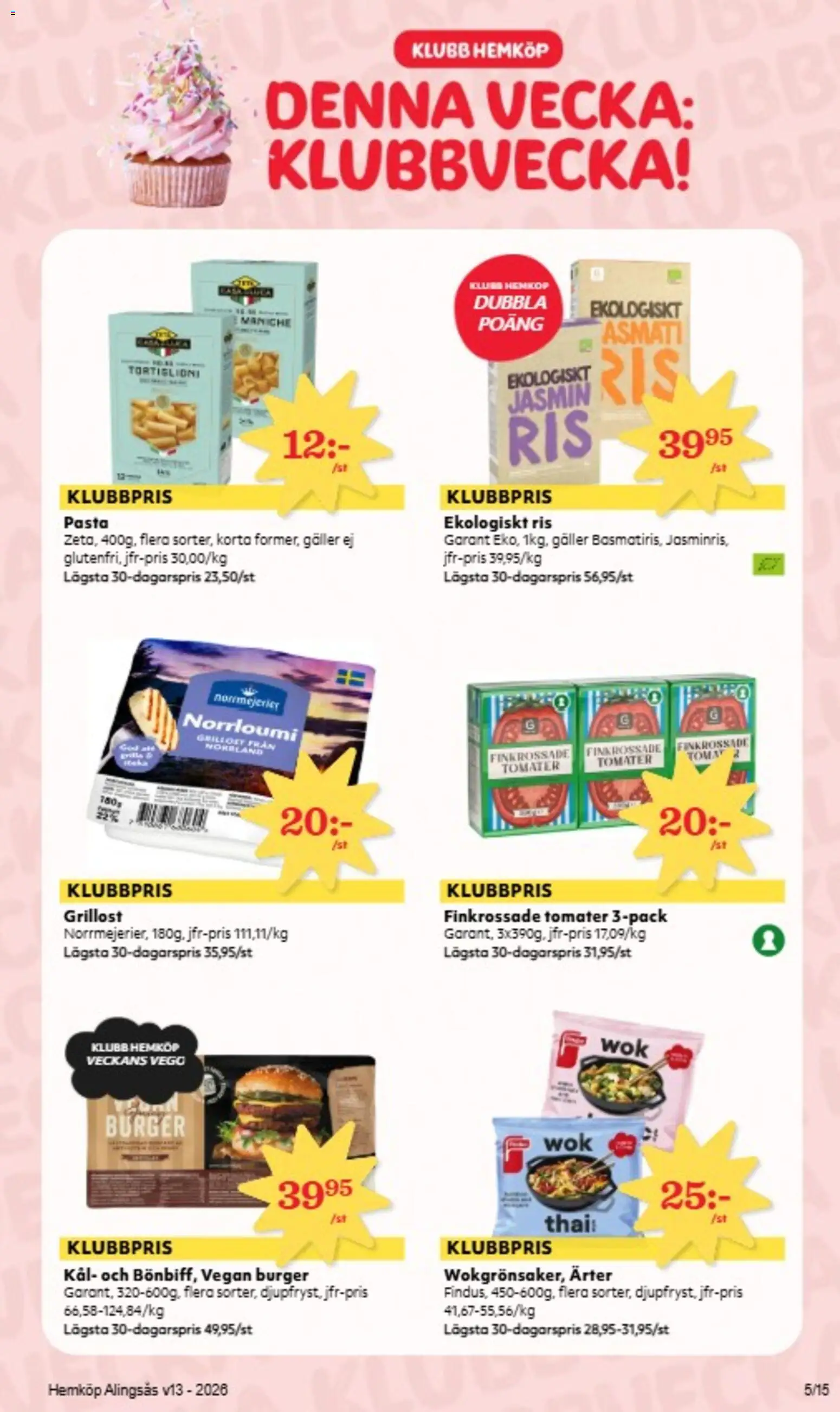 Hemköp reklamblad aktuell från 23.03.2026 | Sida: 7 | Produkter: Grillost, Tomater, Ris, Pasta