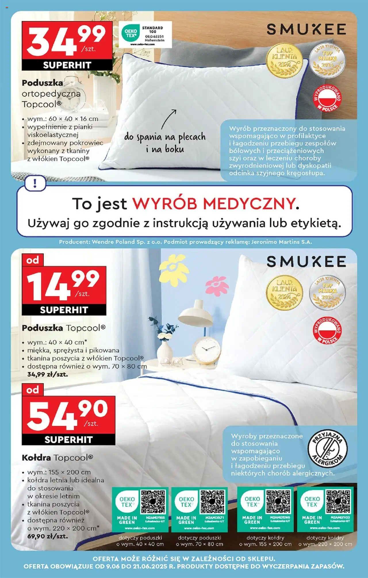 Biedronka gazetka od 09.06.2025 | Strona: 67 | Produkty: Poduszka, Poduszka ortopedyczna, Pianki, Kołdra