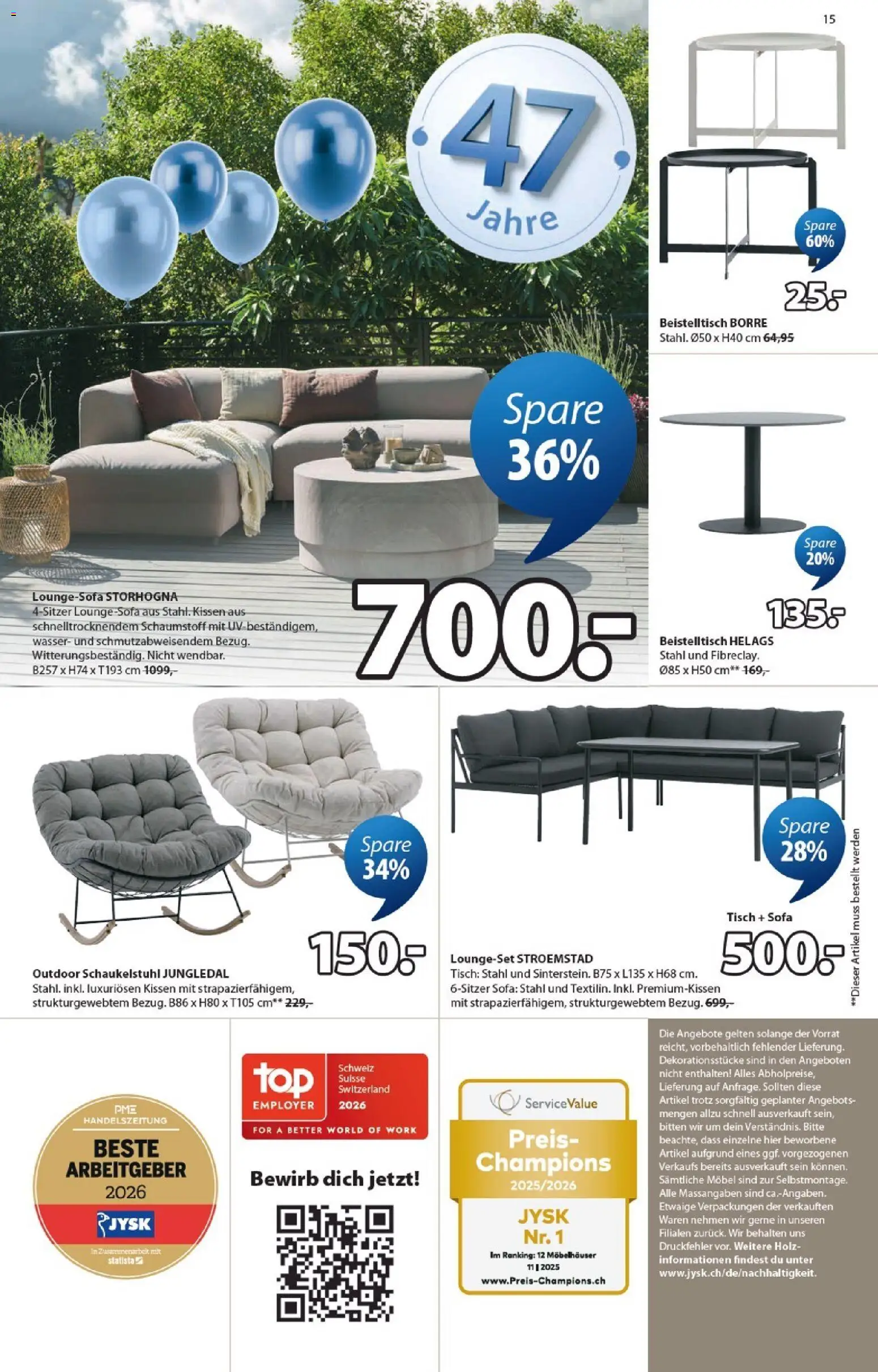 JYSK aktionen – gültig ab 14.04.2026 | Seite: 15 | Produkte: Tisch, Kissen, Sofa, Wasser