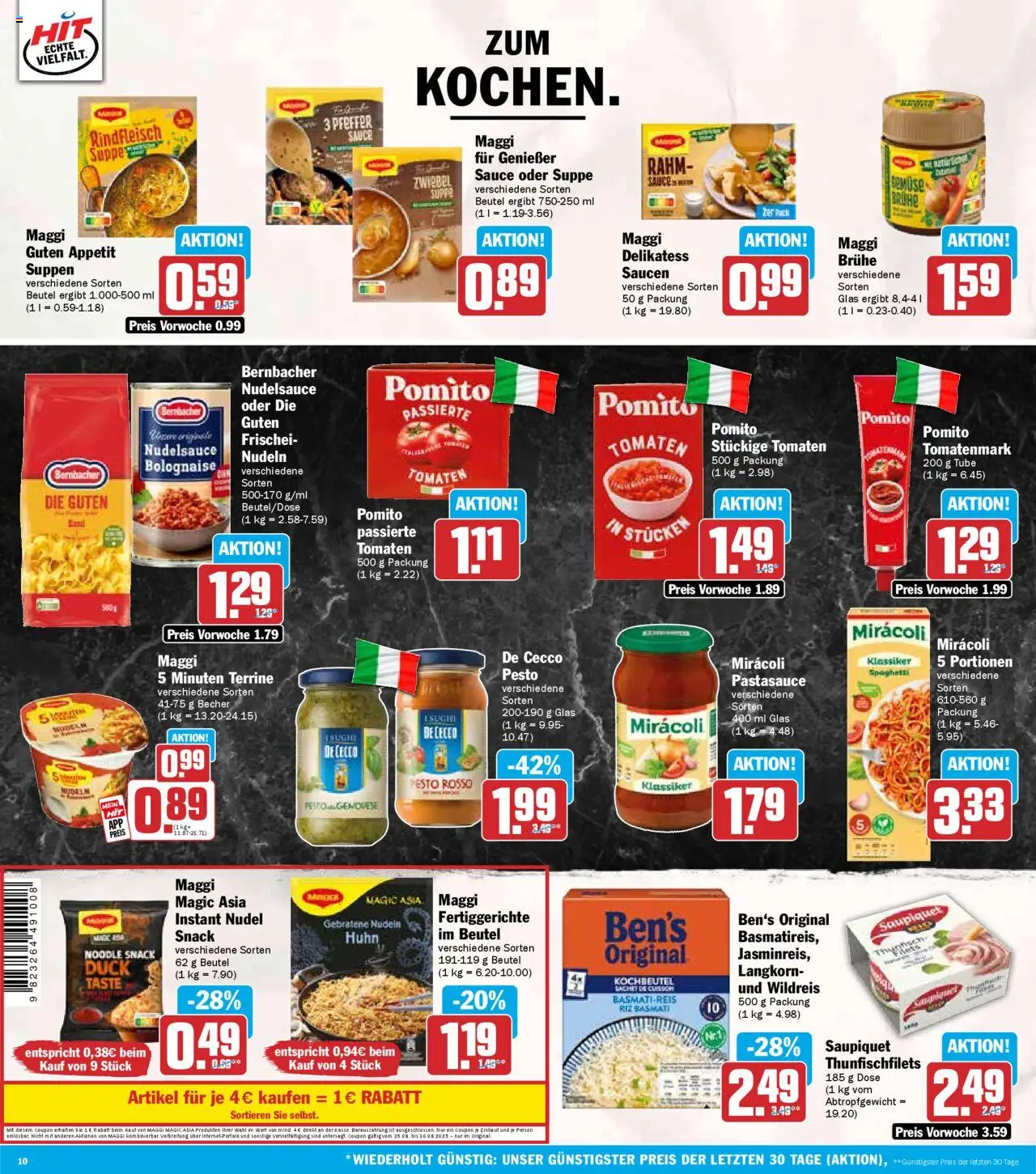 HIT - Bayern - gültig ab dem 25.08.2025 | Seite: 10 | Produkte: Pfeffer, Fertiggerichte, Nudeln, Rindfleisch