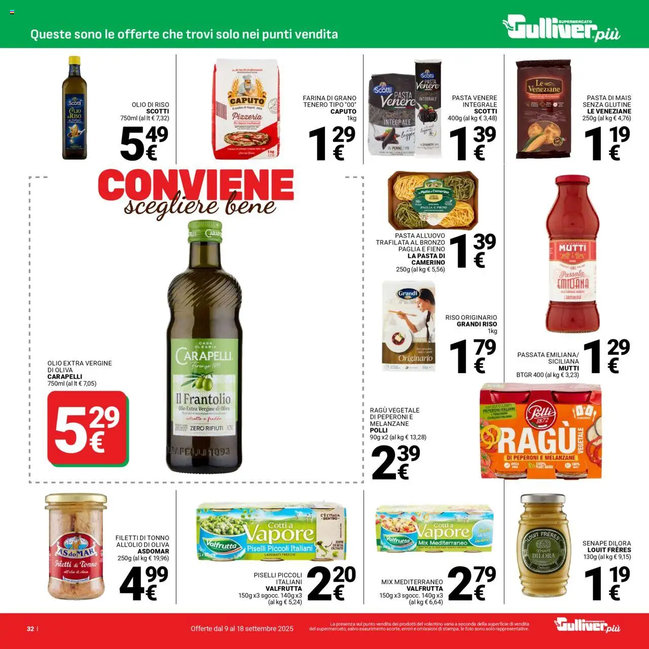 Volantino Gulliver del 09.09.2025 | Pagina: 32 | Prodotti: Peperoni, Piselli, Tonno, Melanzane