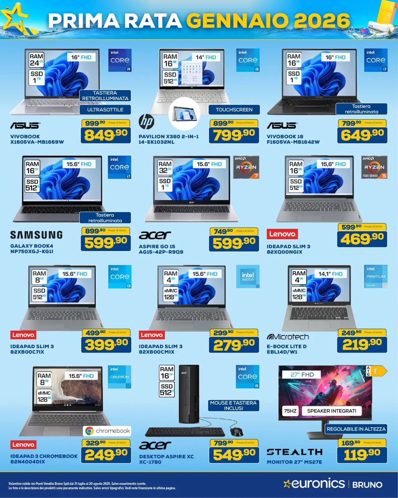 Volantino Euronics del 31.07.2025 | Pagina: 9 | Prodotti: Monitor, Mouse, Tastiera, Samsung