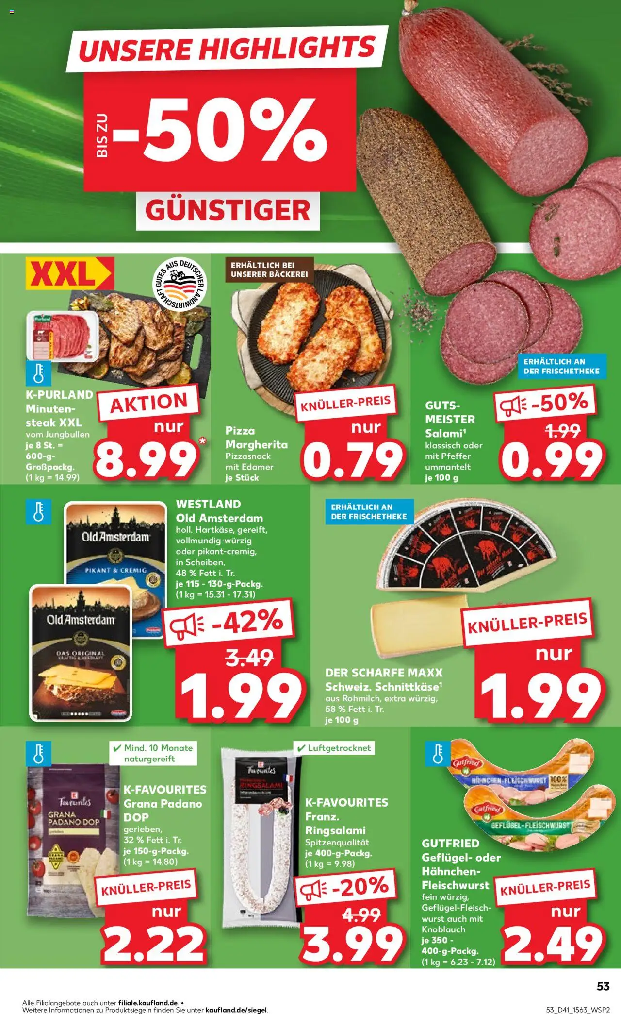 Kaufland prospekt Kiel	 – gültig ab 09.10.2025 | Seite: 53 | Produkte: Bäckerei, Edamer, Wurst, Steak