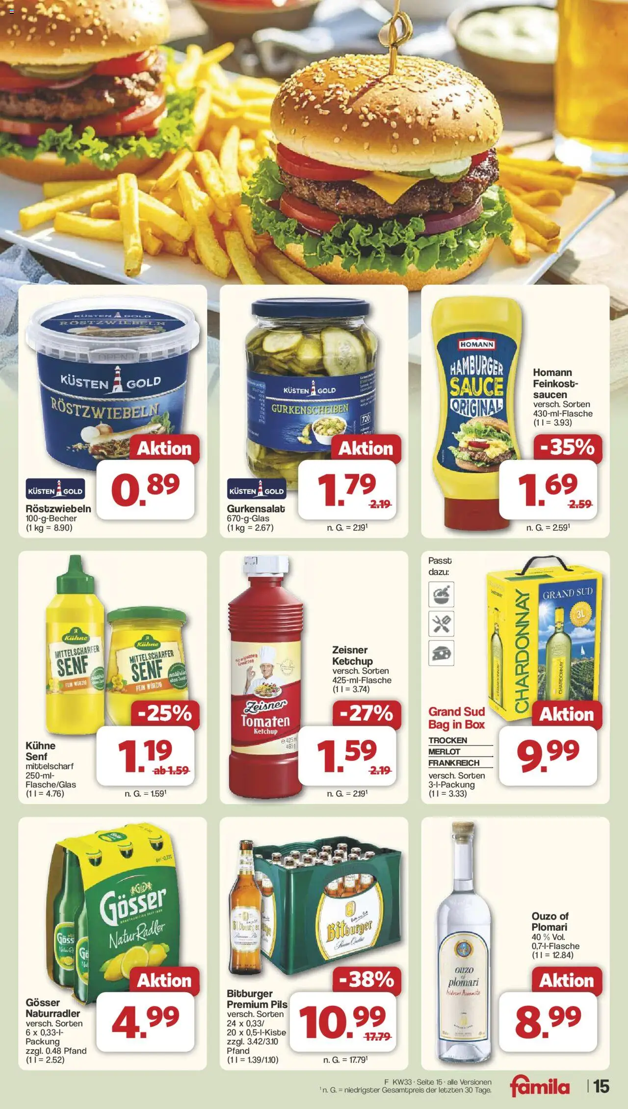 Famila Nordwest Prospekt 	 - gültig ab dem 11.08.2025 | Seite: 16 | Produkte: Ouzo, Merlot, Grand sud, Ketchup