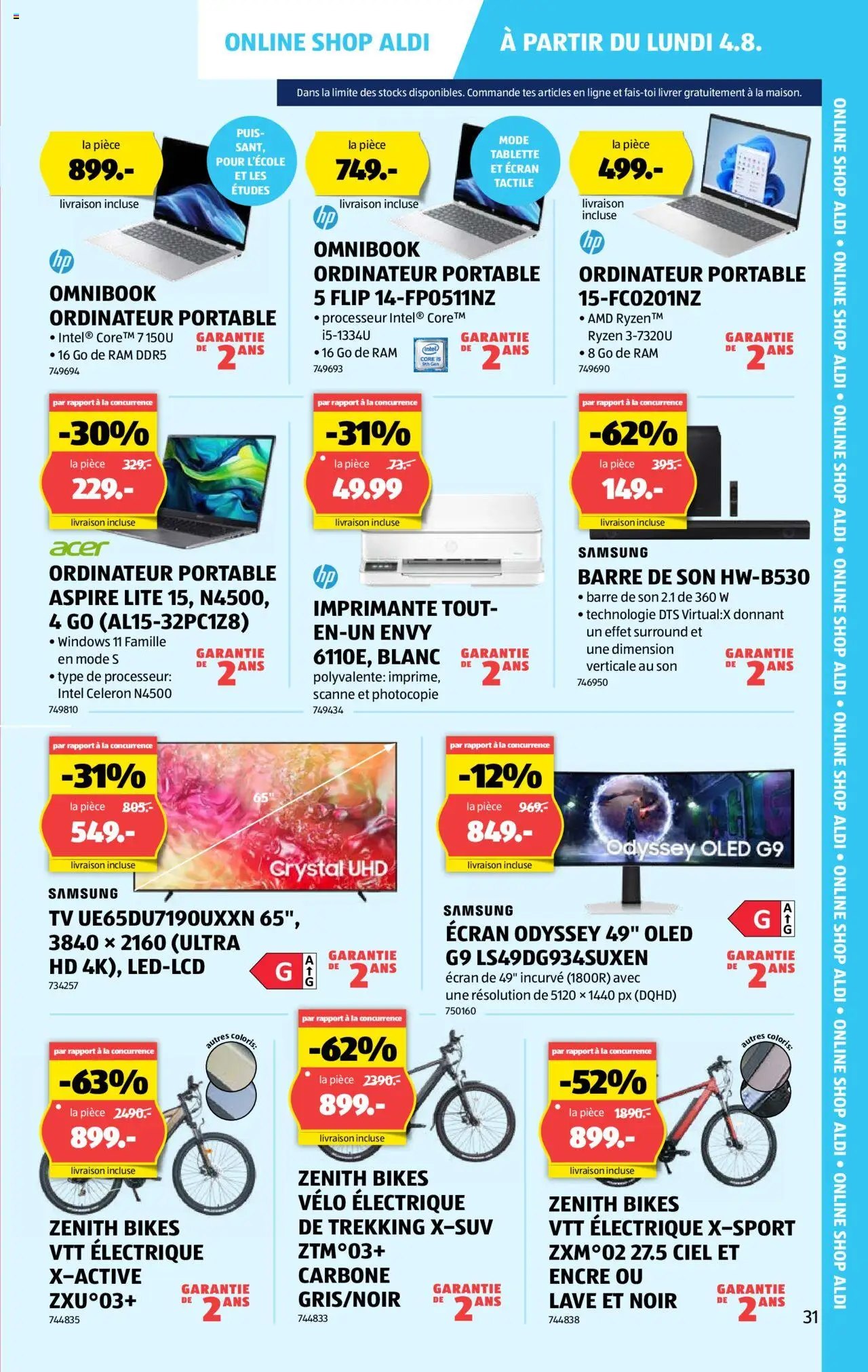 Aldi Prospectus ab 31.07.2025 | Seite: 31 | Produkte: Tablette, TV, Samsung