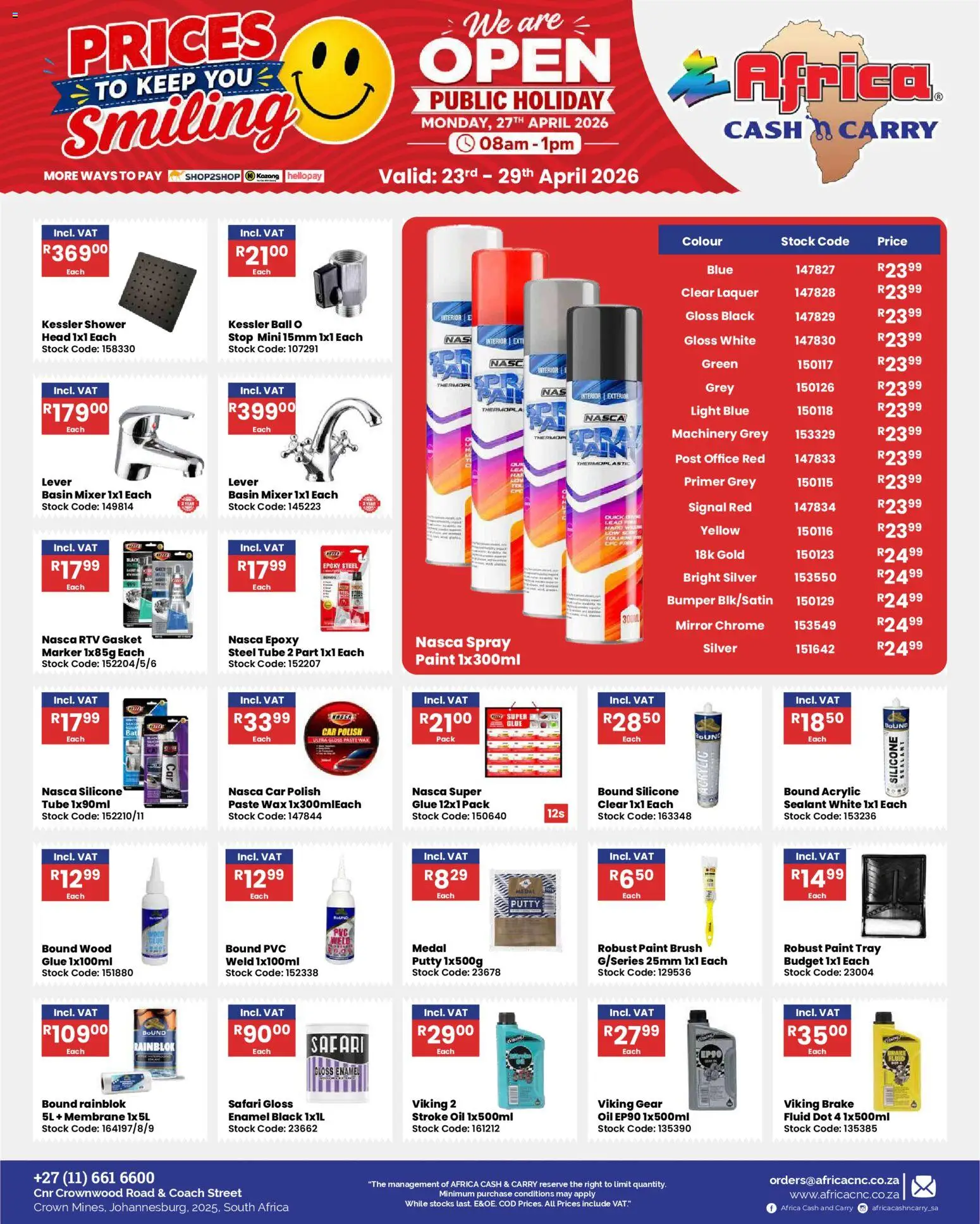 New Africa Cash & Carry catalogue – valid from 23.04.2026 | Page: 24 | Products: Tray, Wax, Light, Basin