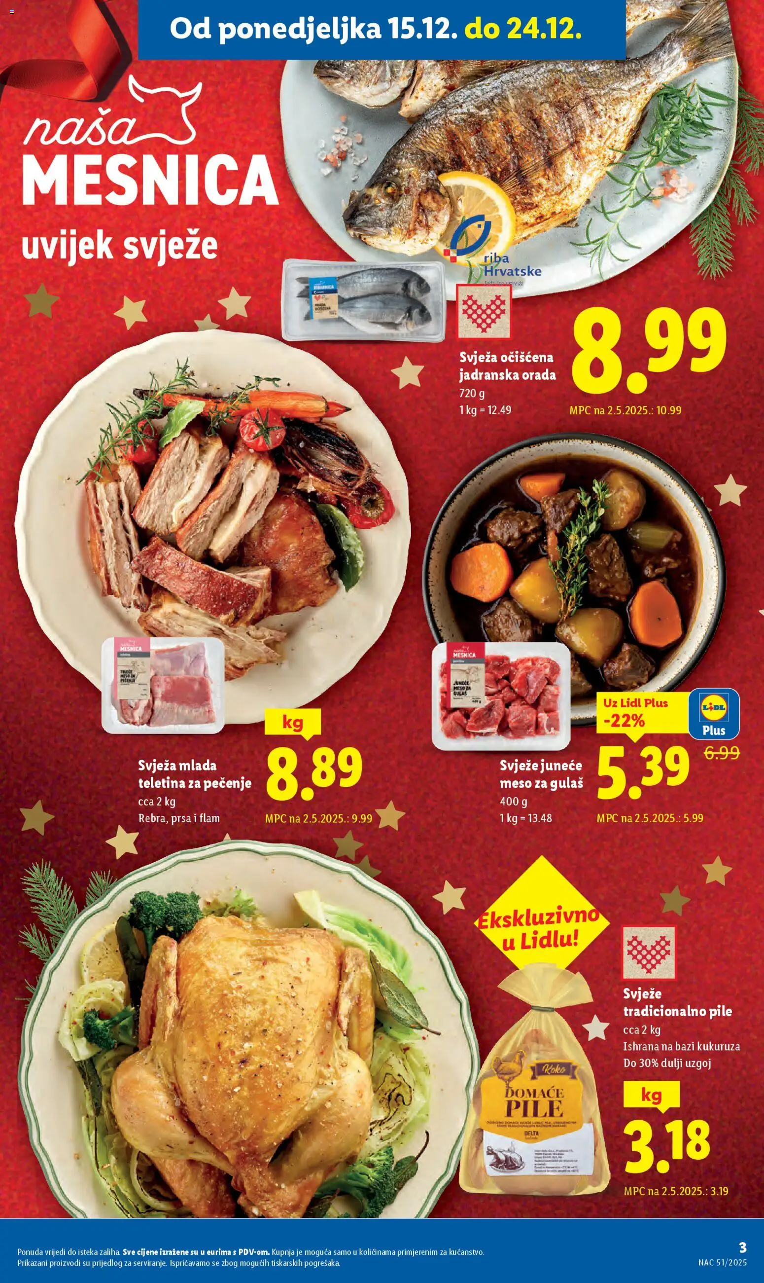 Lidl katalog | vrijedi od 15.12.2025 | Stranica: 3 | Proizvodi: Teletina, Meso, Riba