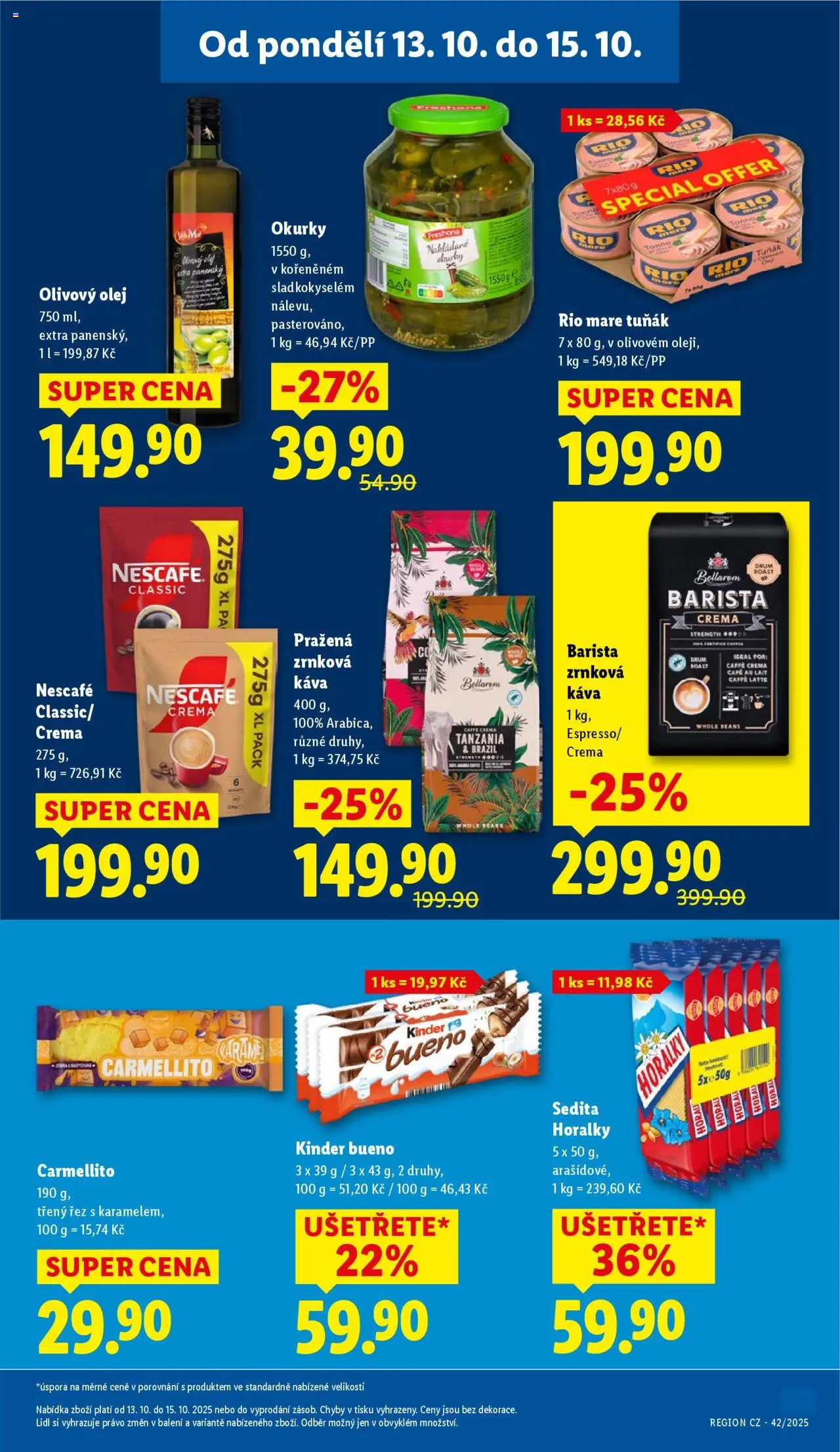 Lidl leták od 13.10.2025 | Strana: 21 | Produkty: Tuňák Rio Mare, Olej, Káva, Crema