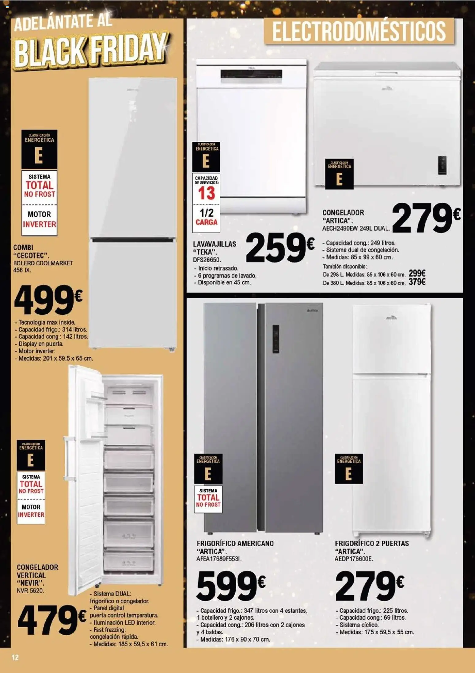 E.Leclerc - Black Friday │ válido desde el 19.11.2025 | Página: 12 | Productos: Congelador, Lavavajillas, Combi, Galette de chaise