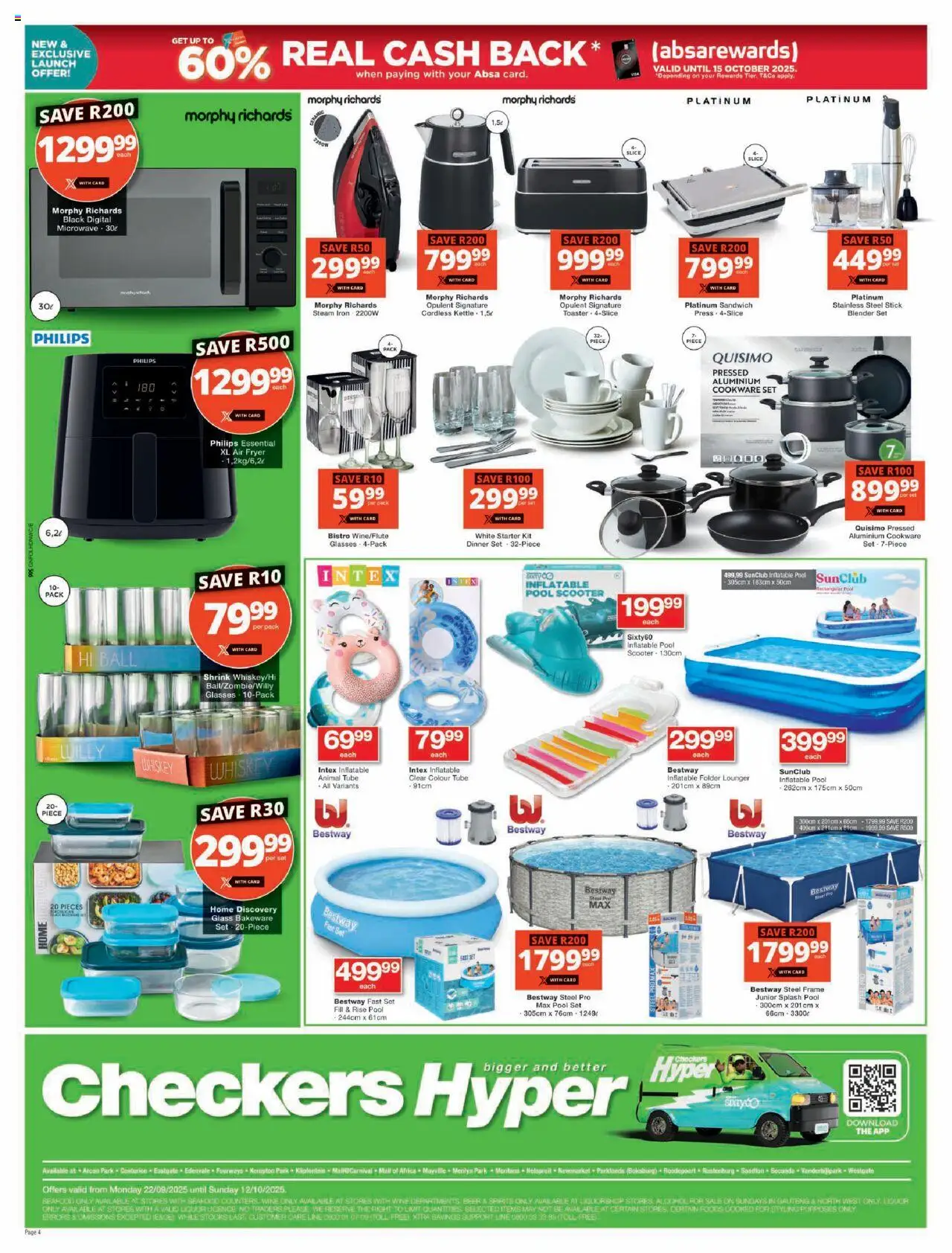 New Checkers catalogue – valid from 22.09.2025 | Page: 4 | Products: Fryer, Beer, Cookware, Seafood
