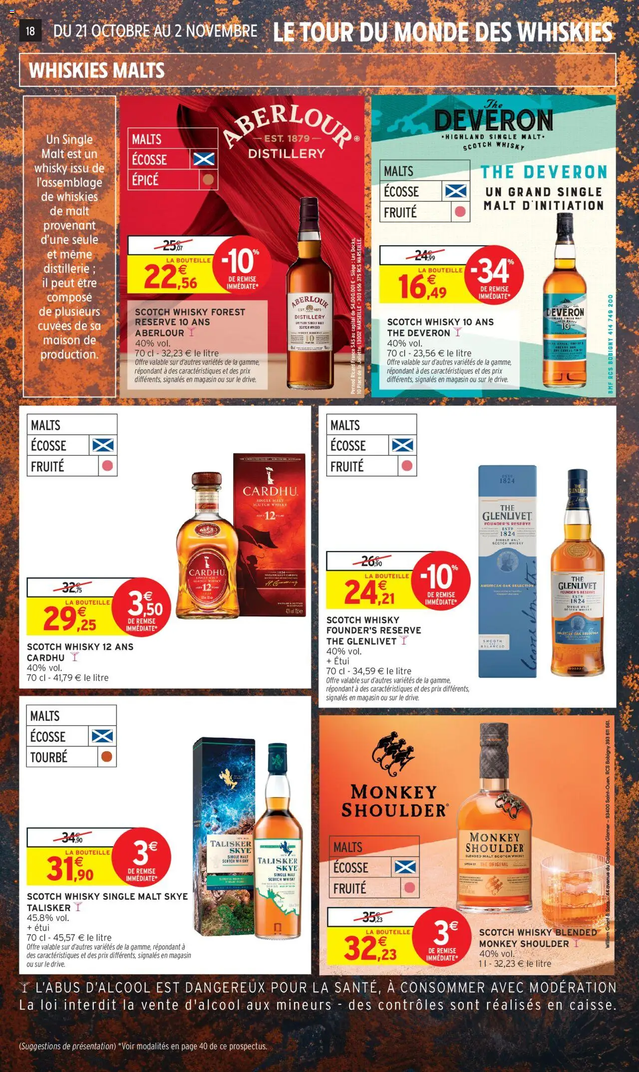 {H1} | Page: 18 | Produits: Whisky, Ricard, Monkey shoulder, Thé