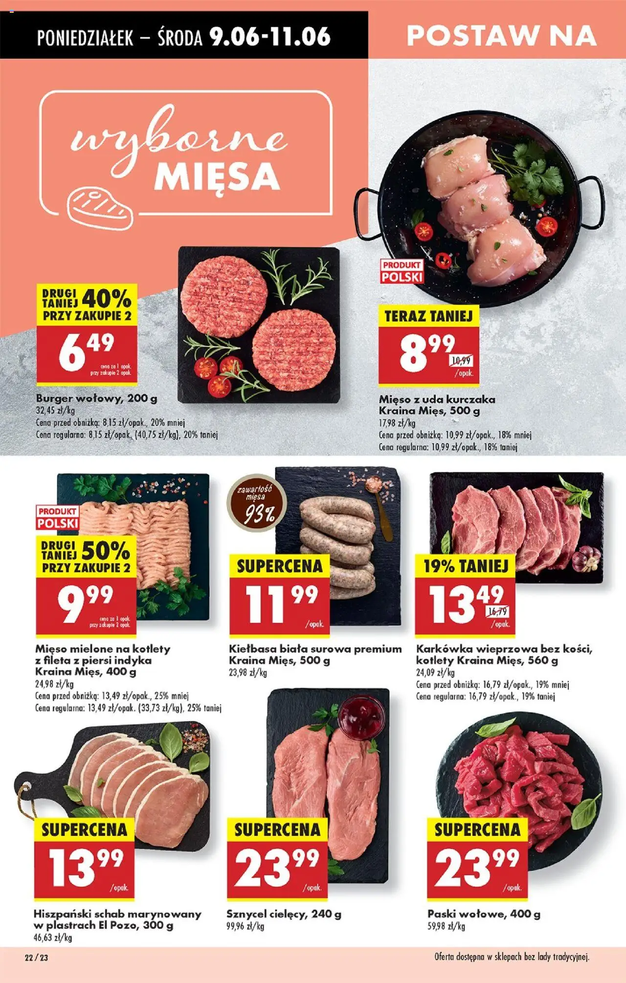 Biedronka gazetka od 09.06.2025 | Strona: 26 | Produkty: Karkówka, Mięso z uda kurczaka, Karkówka wieprzowa, Kraina mięs