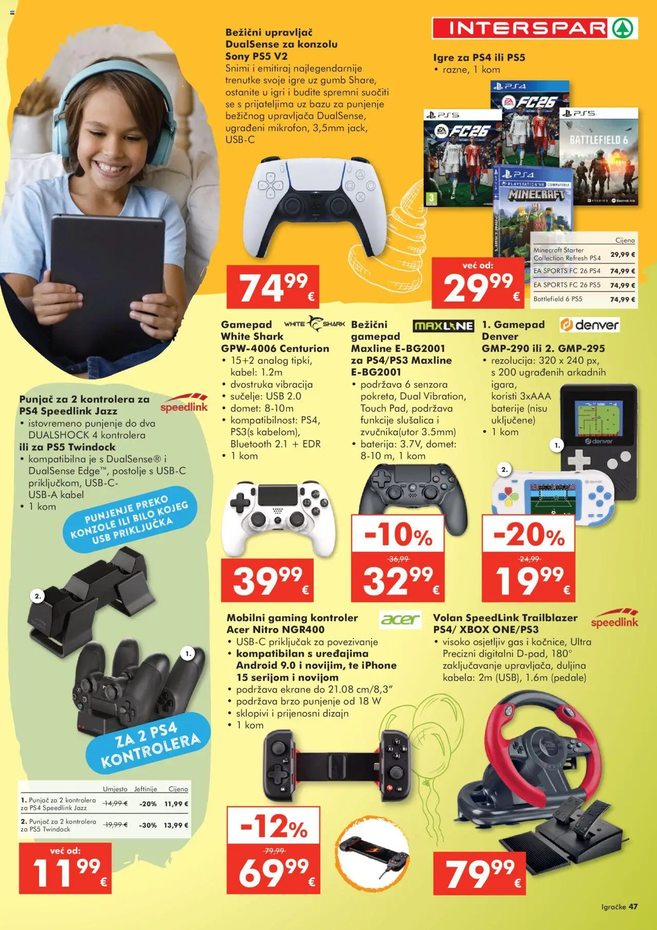 Interspar katalog | vrijedi od 22.10.2025 | Stranica: 47 | Proizvodi: Baterija, Kabel, Xbox, USB