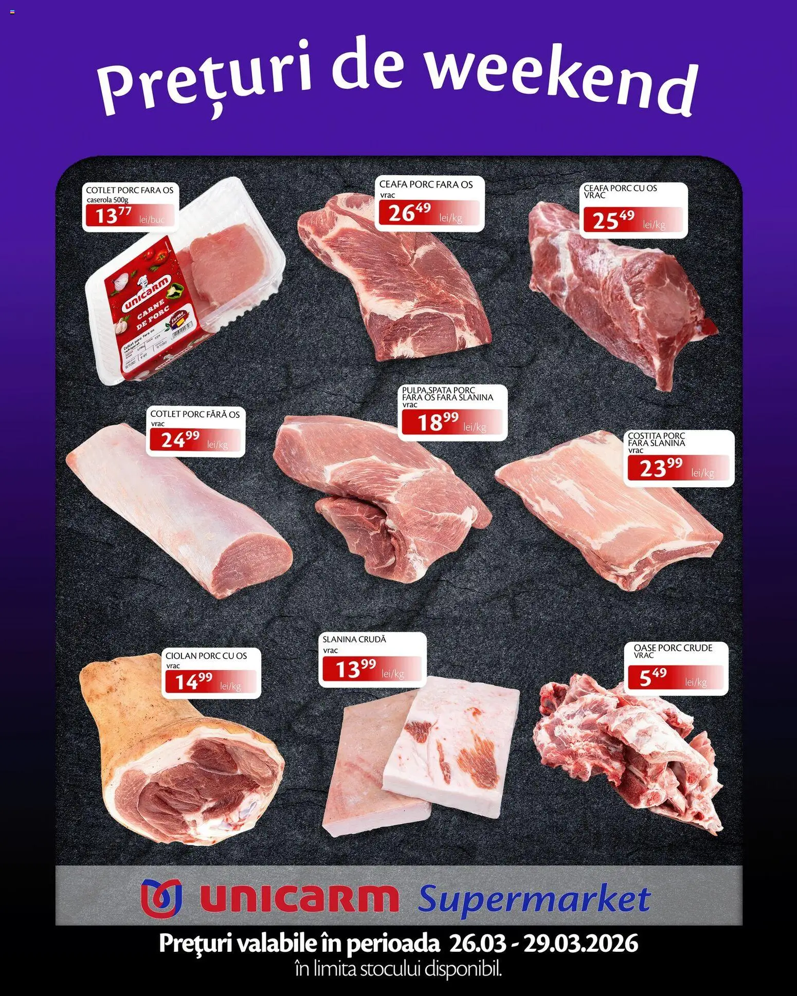 Noul catalog Unicarm – valabil de la 26.03.2026 | Pagină: 2 | Produse: Lait de coco, Cotlet porc, Carne De Porc