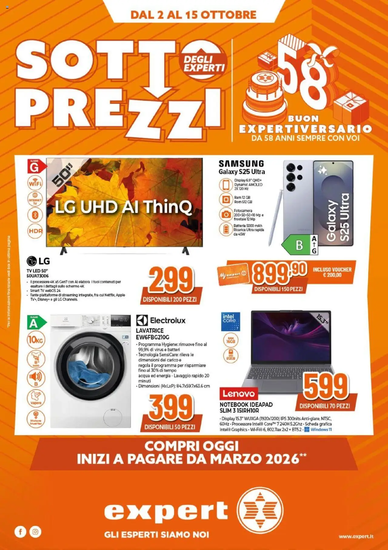 Volantino Expert del 02.10.2025 | Pagina: 1 | Prodotti: Schermo, Notebook, smart TV, TV