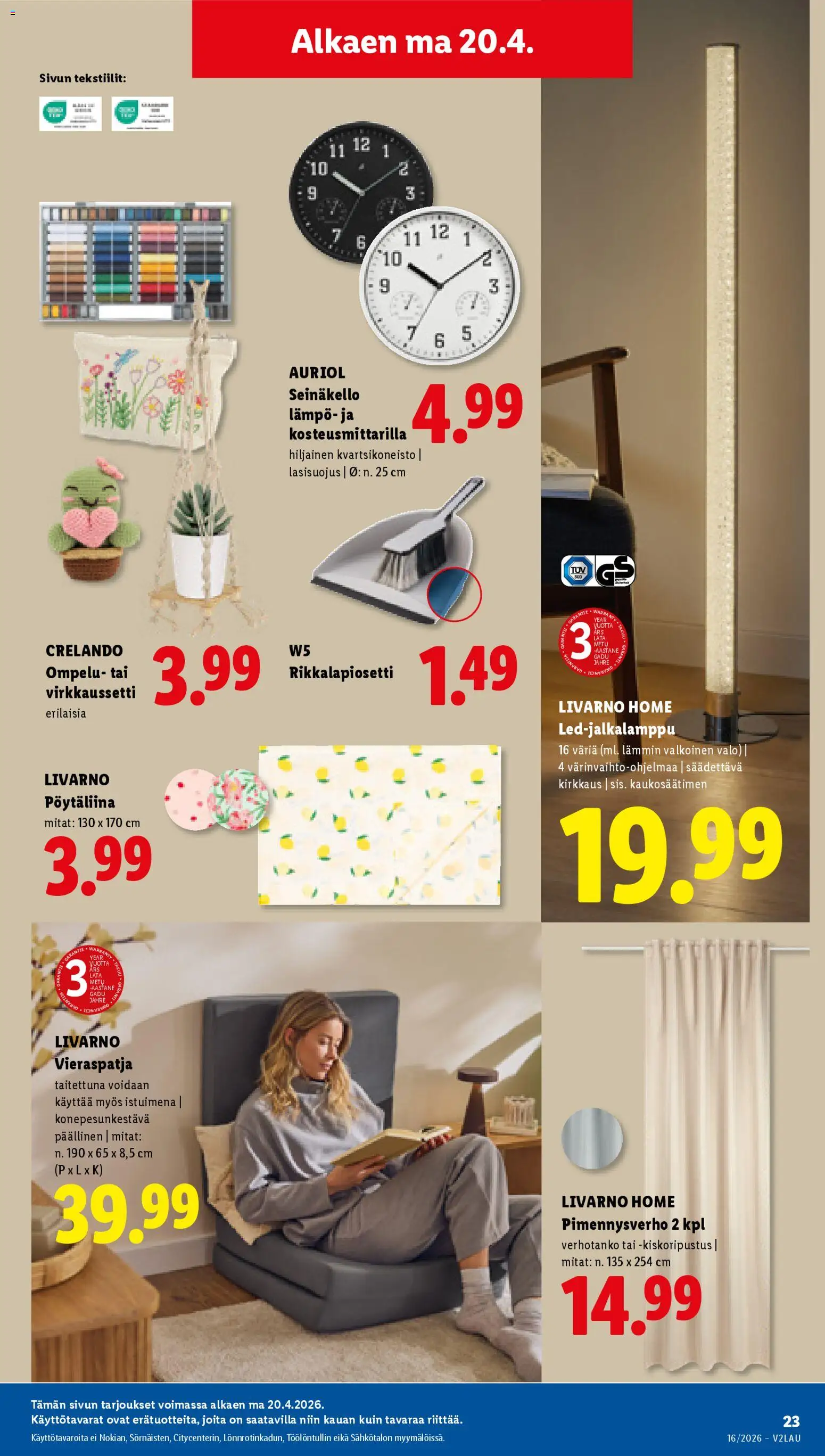 Lidl tarjoukset - Rovaniemi – voimassa 16.04.2026 alkaen | Sivu: 29 | Tuotteet: Verhotanko