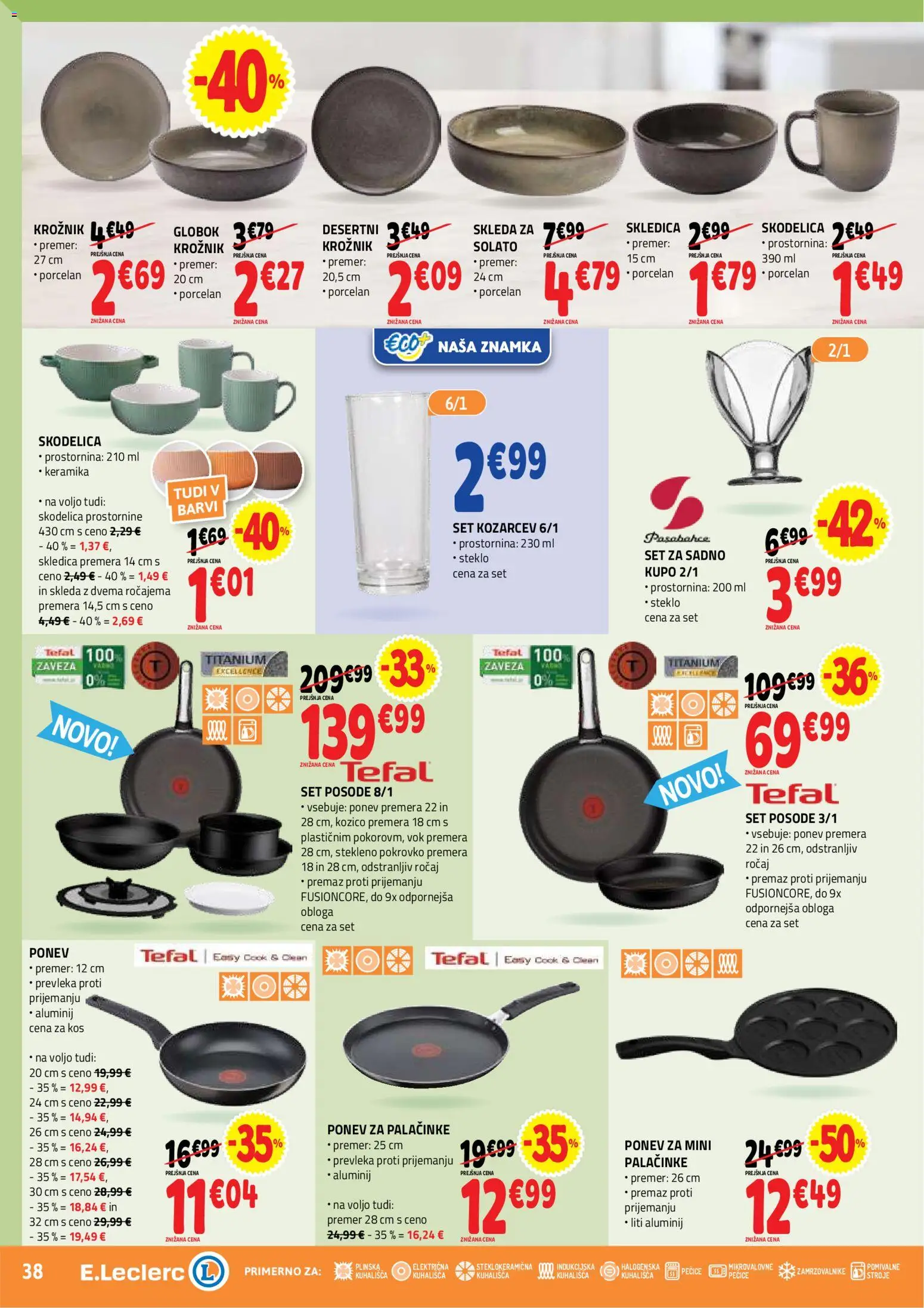 Novi E.leclerc katalog ponudbe – veljaven od 29.04.2026 | Stran: 38 | Izdelki: Skodelica, Prevleka, Kos, Palačinke