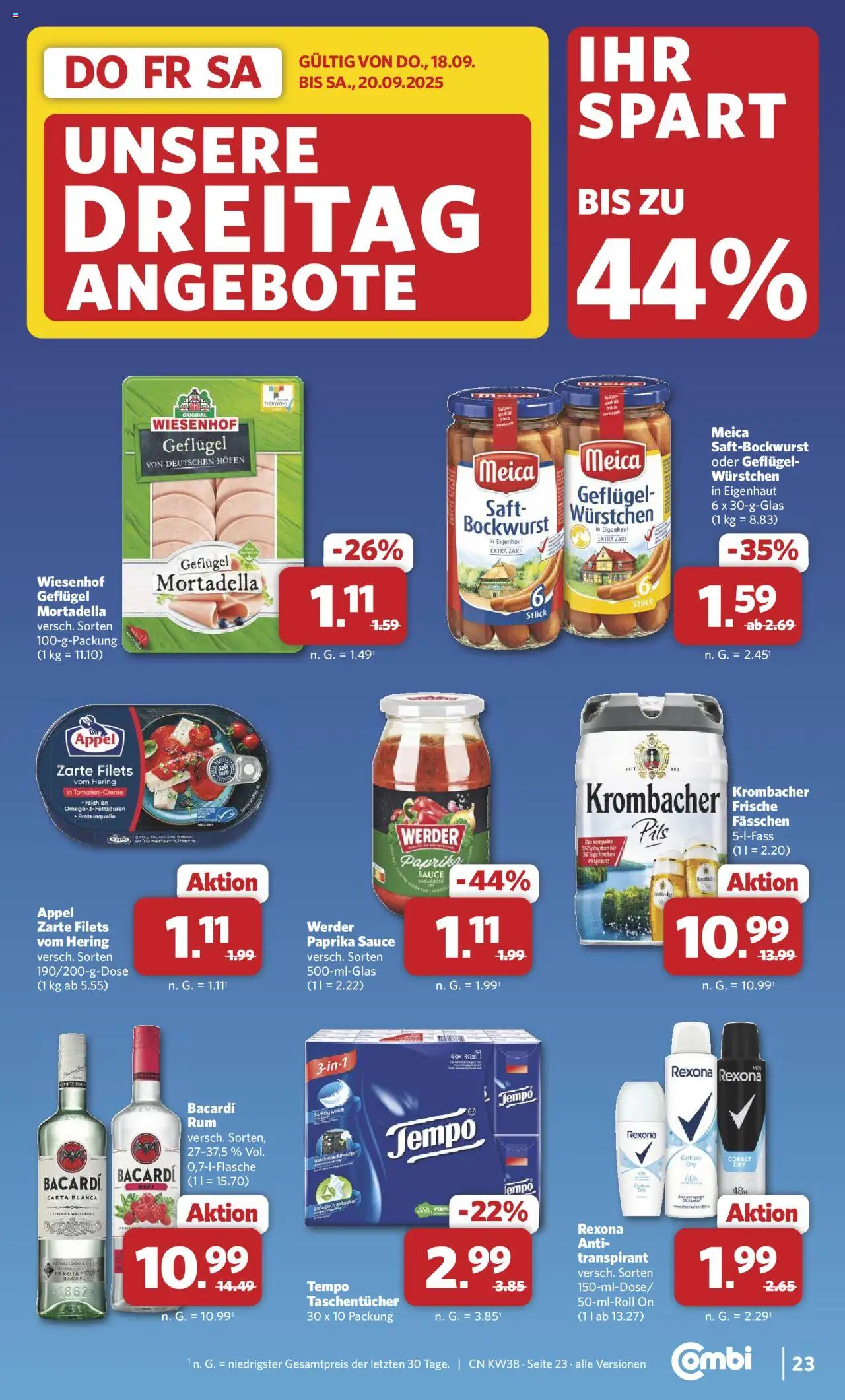 Combi Prospekt 	 – gültig ab 15.09.2025 | Seite: 28 | Produkte: Bockwurst, Pils, Meica, Paprika