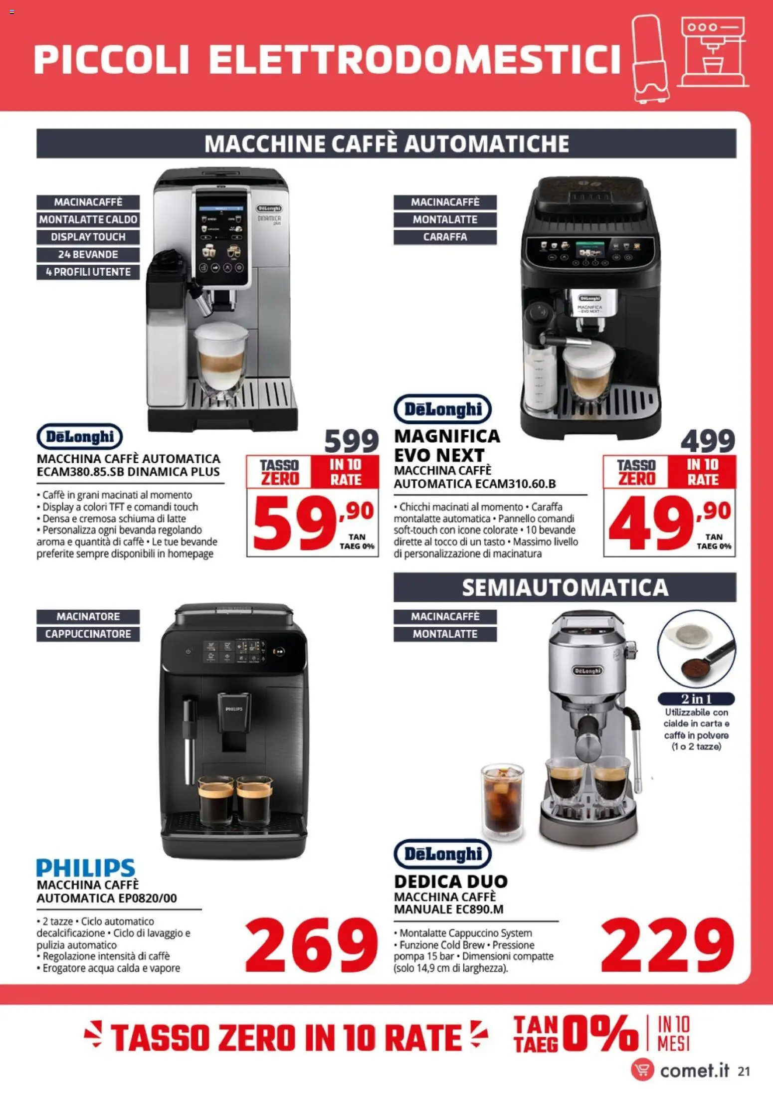 Volantino Comet del 24.04.2026 | Pagina: 21 | Prodotti: Caraffa, Caffè, Acqua, Latte