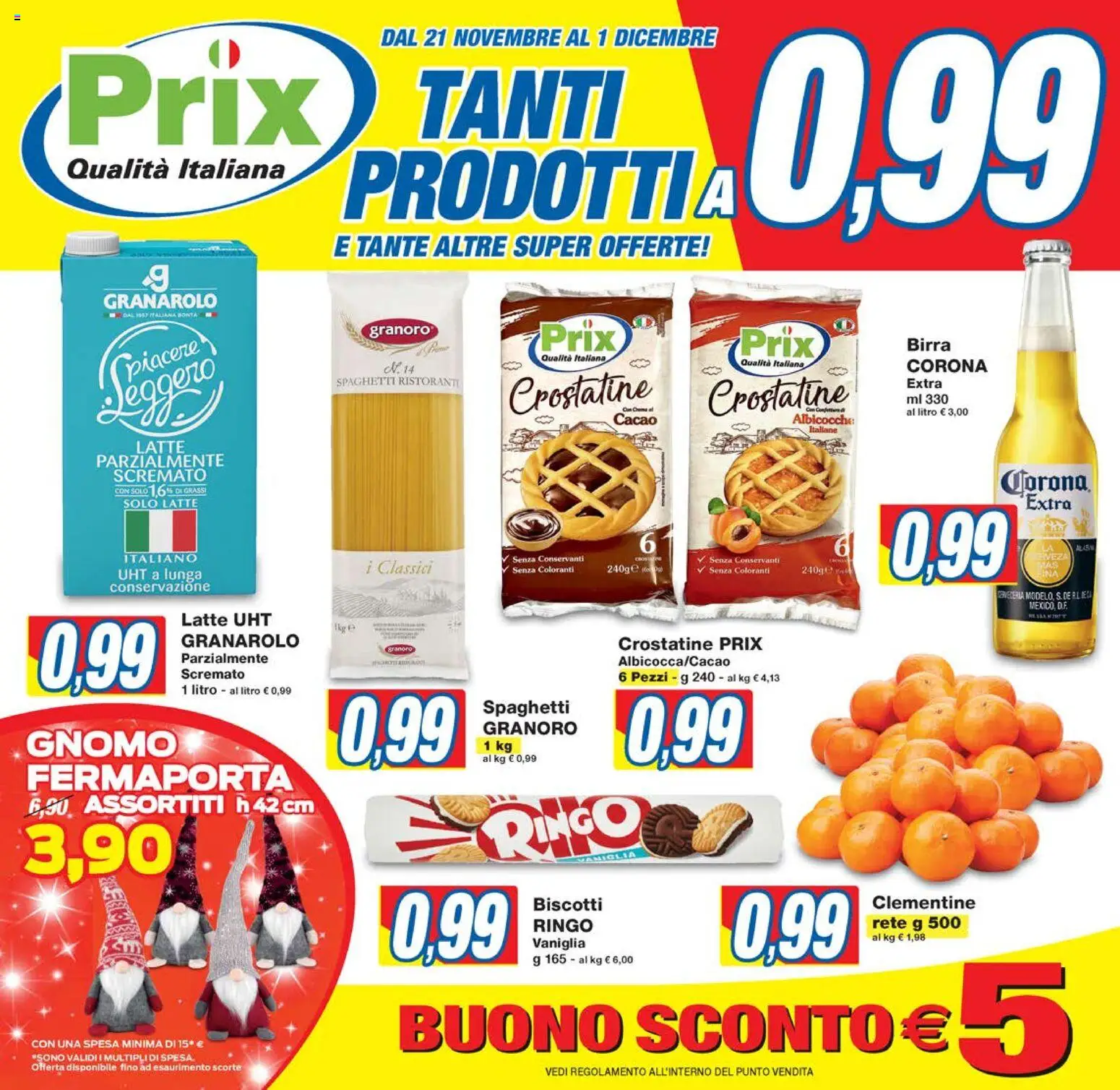 Volantino Prix del 21.11.2025 | Pagina: 1 | Prodotti: Biscotti, Crostatine, Albicocche, Latte parzialmente scremato