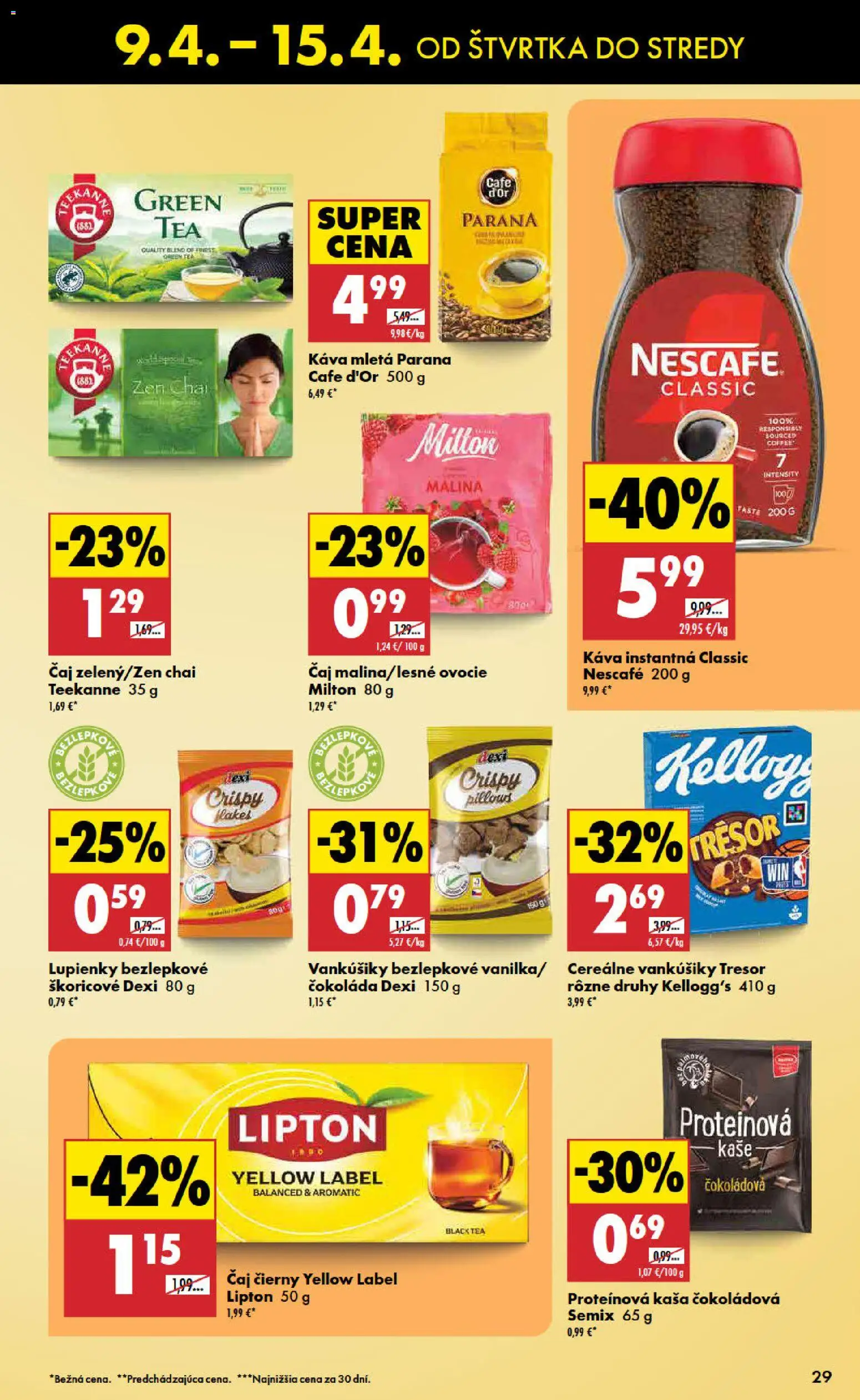 Nové Biedronka akcie – leták je platný od 09.04.2026 | Strana: 29 | Produkty: Káva, Čaj, Teekanne, Ovocie