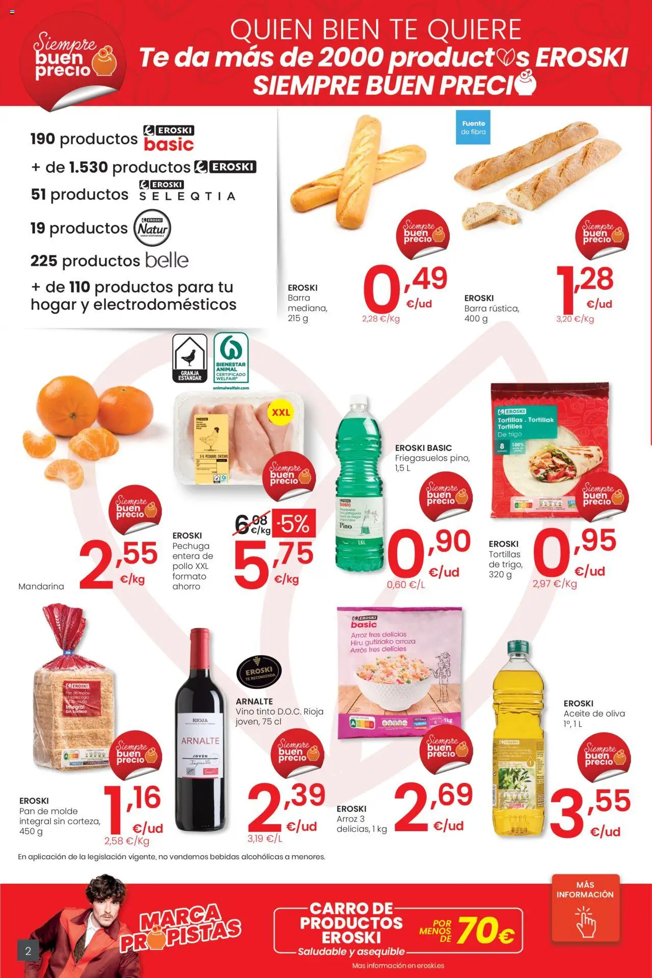 Eroski - Precio más bajo  │ válido desde el 16.10.2025 | Página: 2 | Productos: Pan, Vino, Arroz, Pan de molde