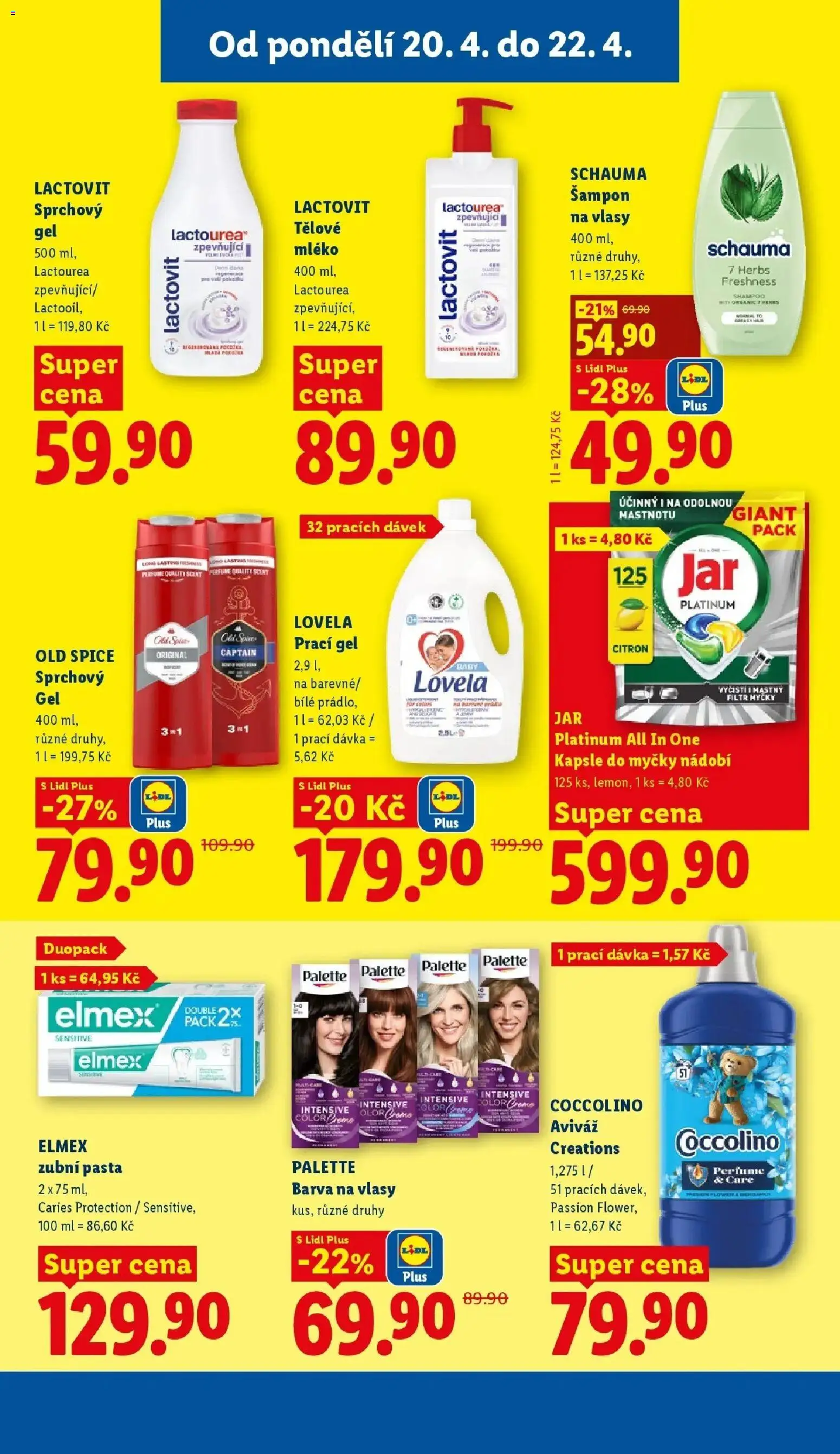 Lidl aktuální leták od 20.04.2026 | Strana: 21 | Produkty: Elmex, Kapsle do myčky, Lactovit, Jar platinum