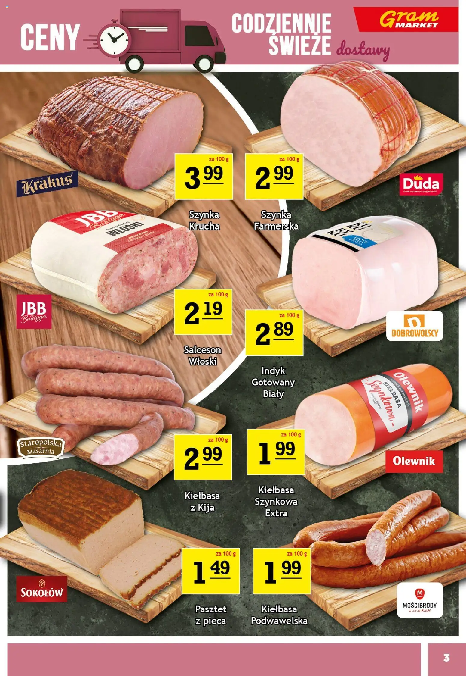 Gram Market Gazetka od 12.11.2025 | Strona: 3 | Produkty: Kiełbasa, Szynka