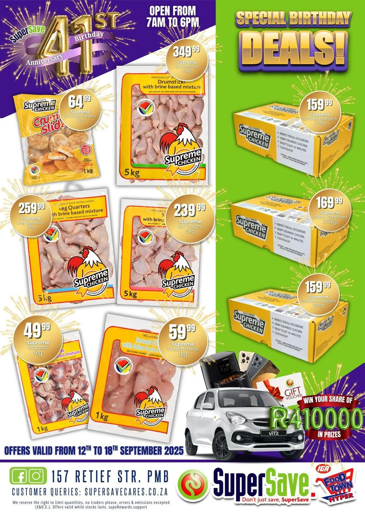 New Super Save catalogue – valid from 12.09.2025 | Page: 2 | Products: Chicken, Burgers, Water
