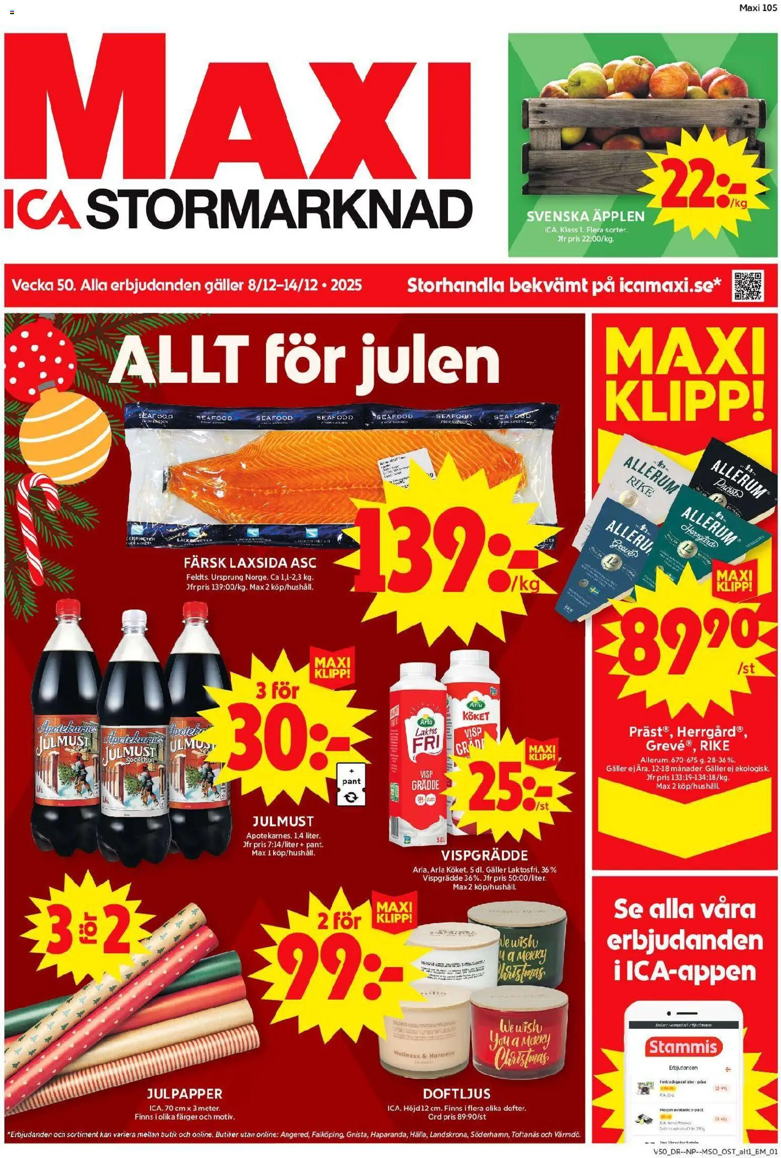 ICA Maxi reklamblad aktuell från 08.12.2025 | Sida: 1
