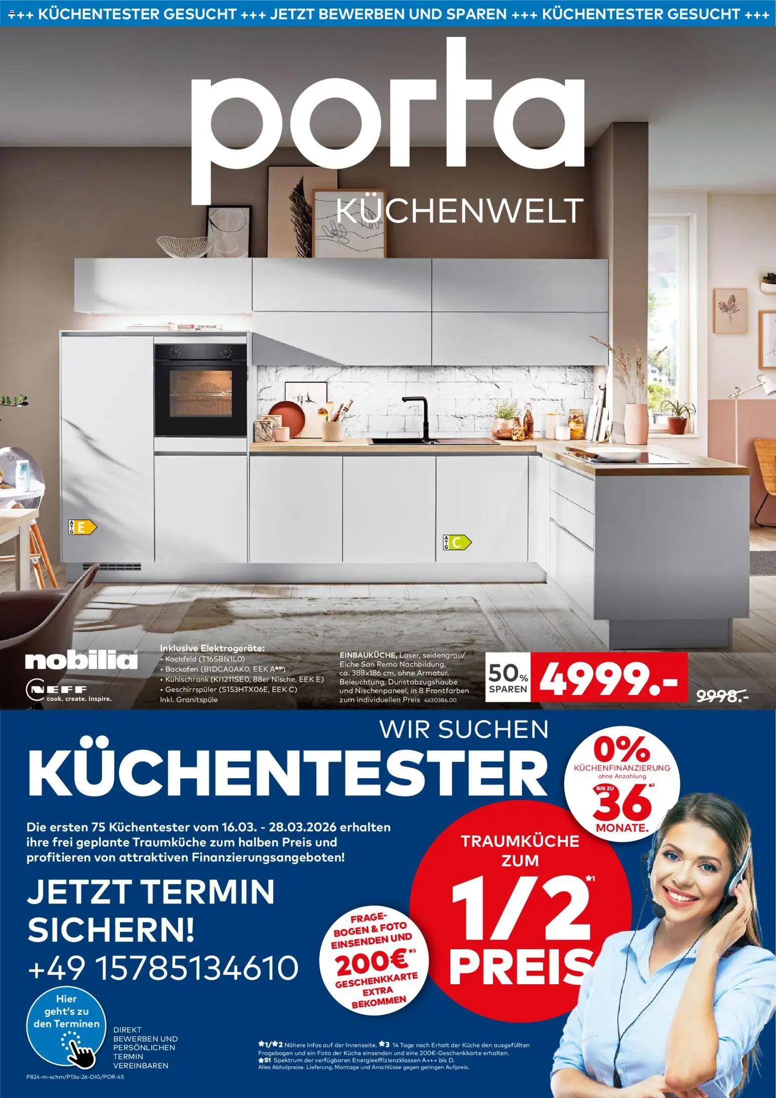 Porta! Küchenwelt Aachen – gültig ab 16.03.2026 | Seite: 1 | Produkte: Geschirrspüler, Kühlschrank, Kochfeld, Backofen