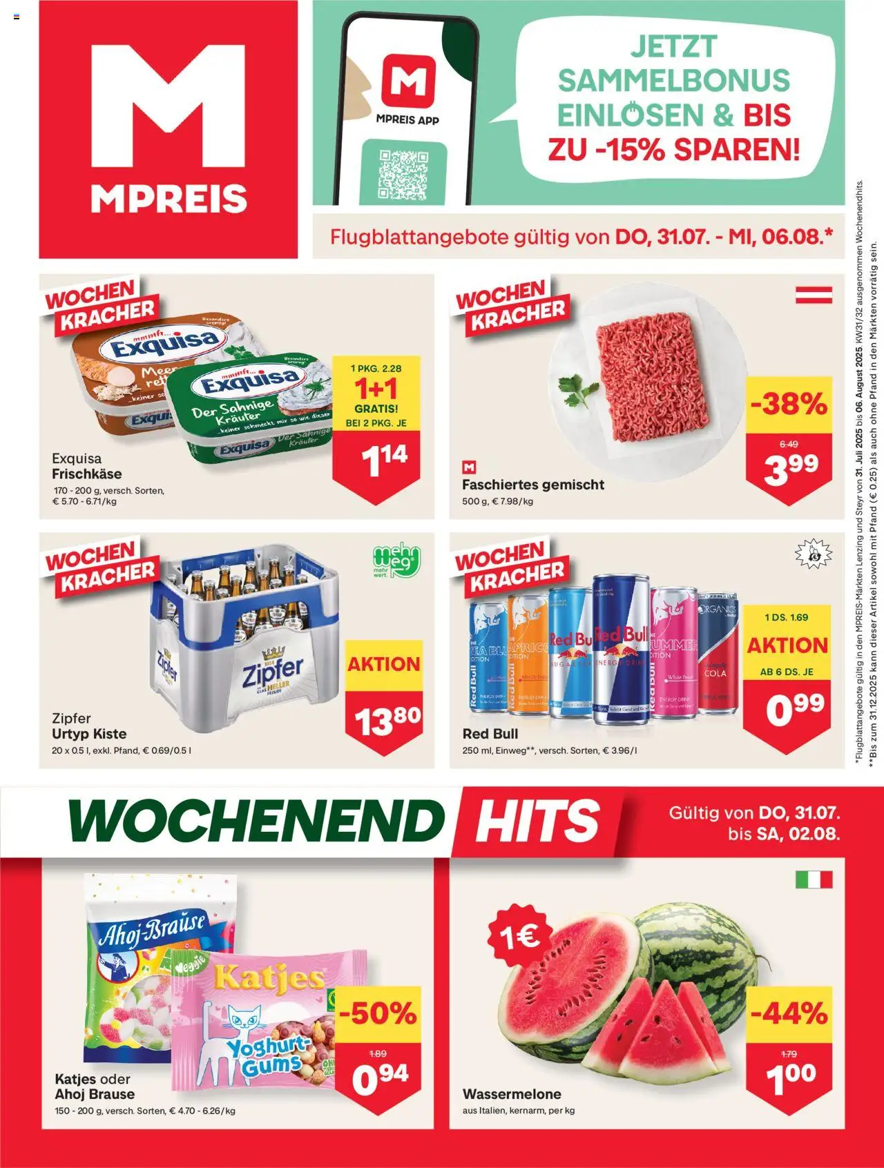 MPREIS Lenzing gültig ab 31.07.2025 | Seite: 1 | Produkte: Wassermelone