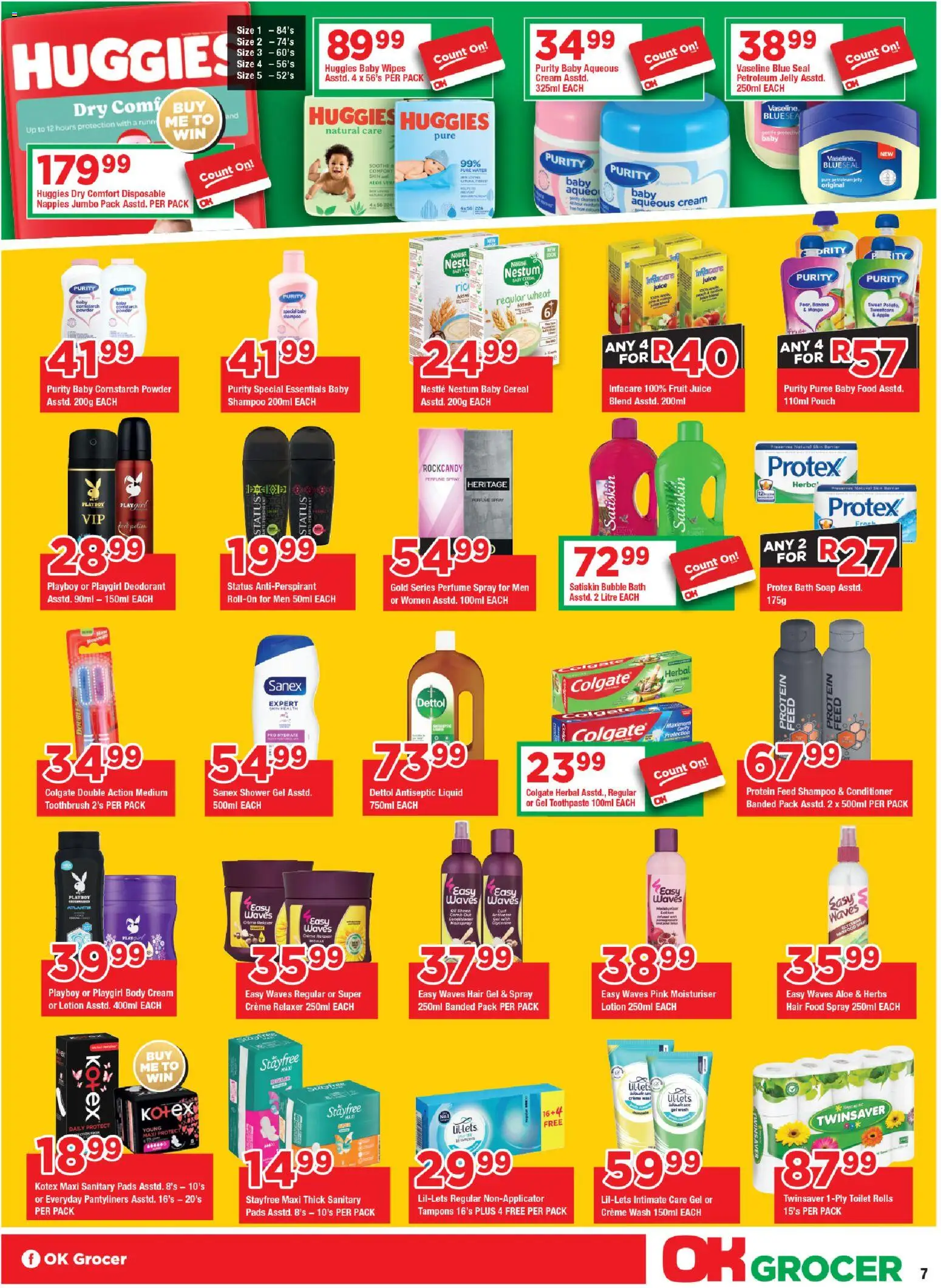 New OK Foods catalogue – valid from 24.10.2025 | Page: 7 | Products: Toilet, Shower gel, Baby food, Relaxer