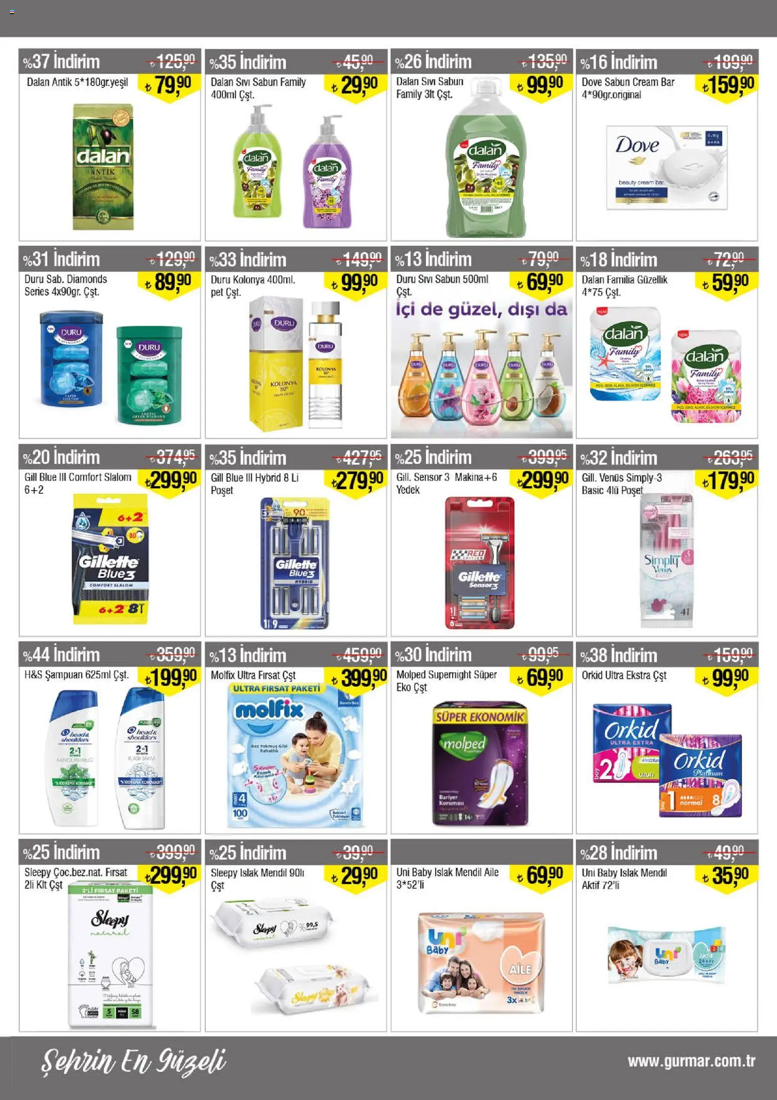Gürmar Katalog - 15.04.2026 tarihinden itibaren geçerlidir | Sayfa: 13 | Ürünler: Mendil, Şampuan, Sabun