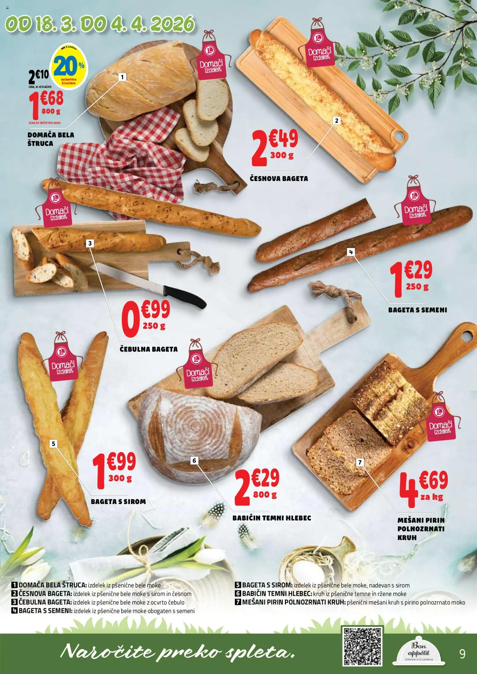 Novi E.leclerc katalog ponudbe – veljaven od 18.03.2026 | Stran: 9 | Izdelki: Hlebec, Kruh
