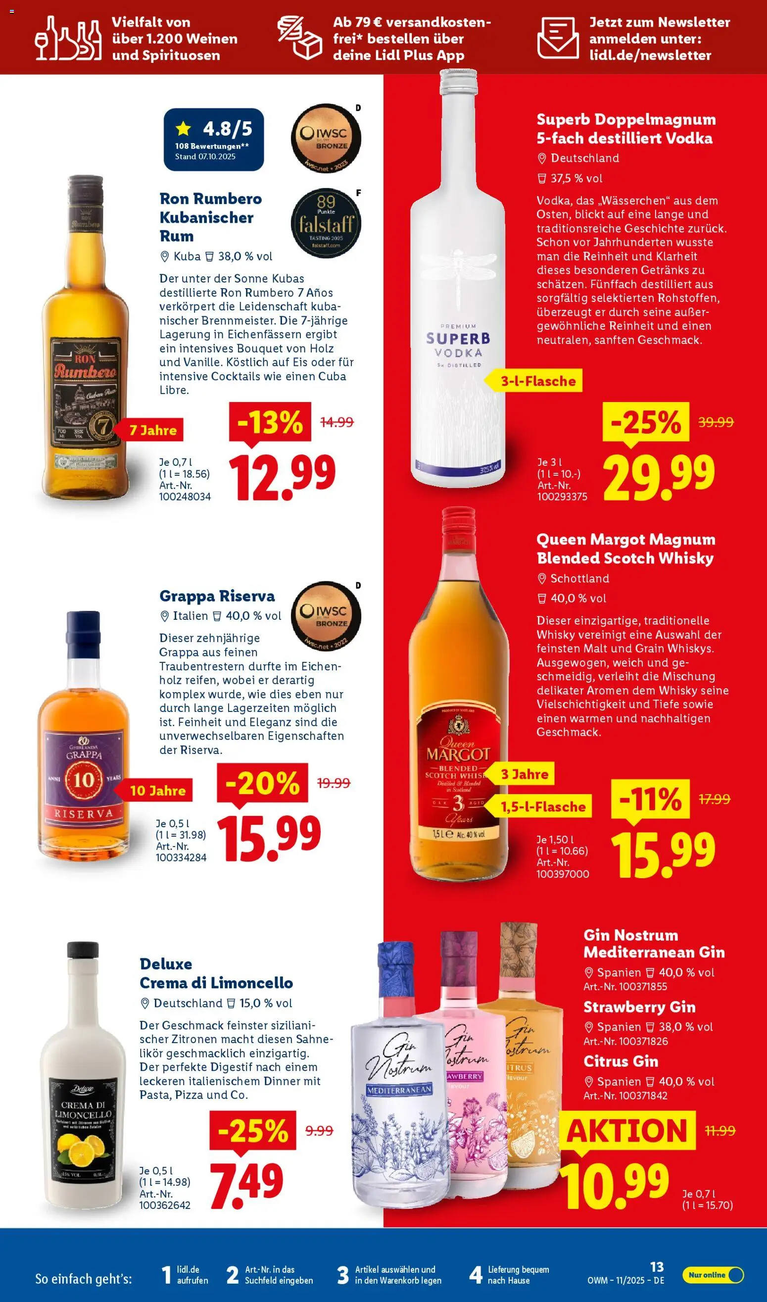 Lidl - Prospekt – gültig ab 01.11.2025 | Seite: 13 | Produkte: Whisky, Rum, Sahne, Zitronen