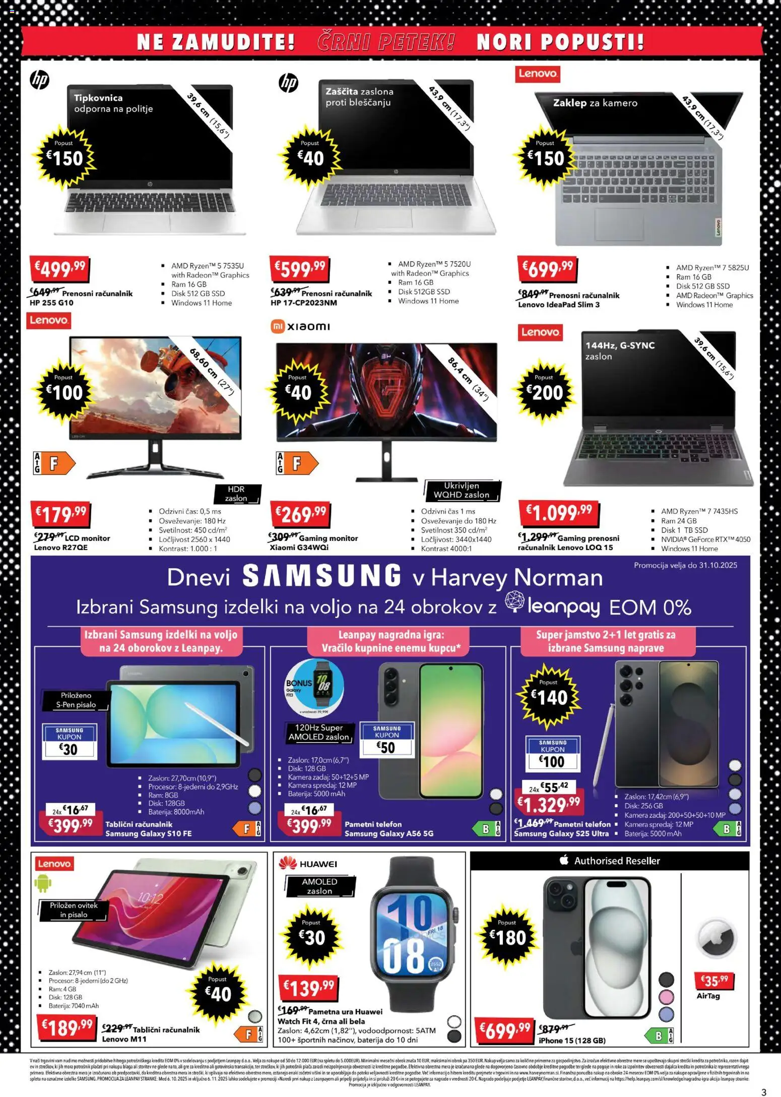 Novi Harvey Norman katalog ponudbe – veljaven od 23.10.2025 | Stran: 3 | Izdelki: Monitor, Tipkovnica, Disk, Pametna ura