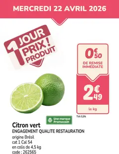 Promocash - Prévisualisation de Promocash PROMO citron vert valide à partir de 22.04.2026