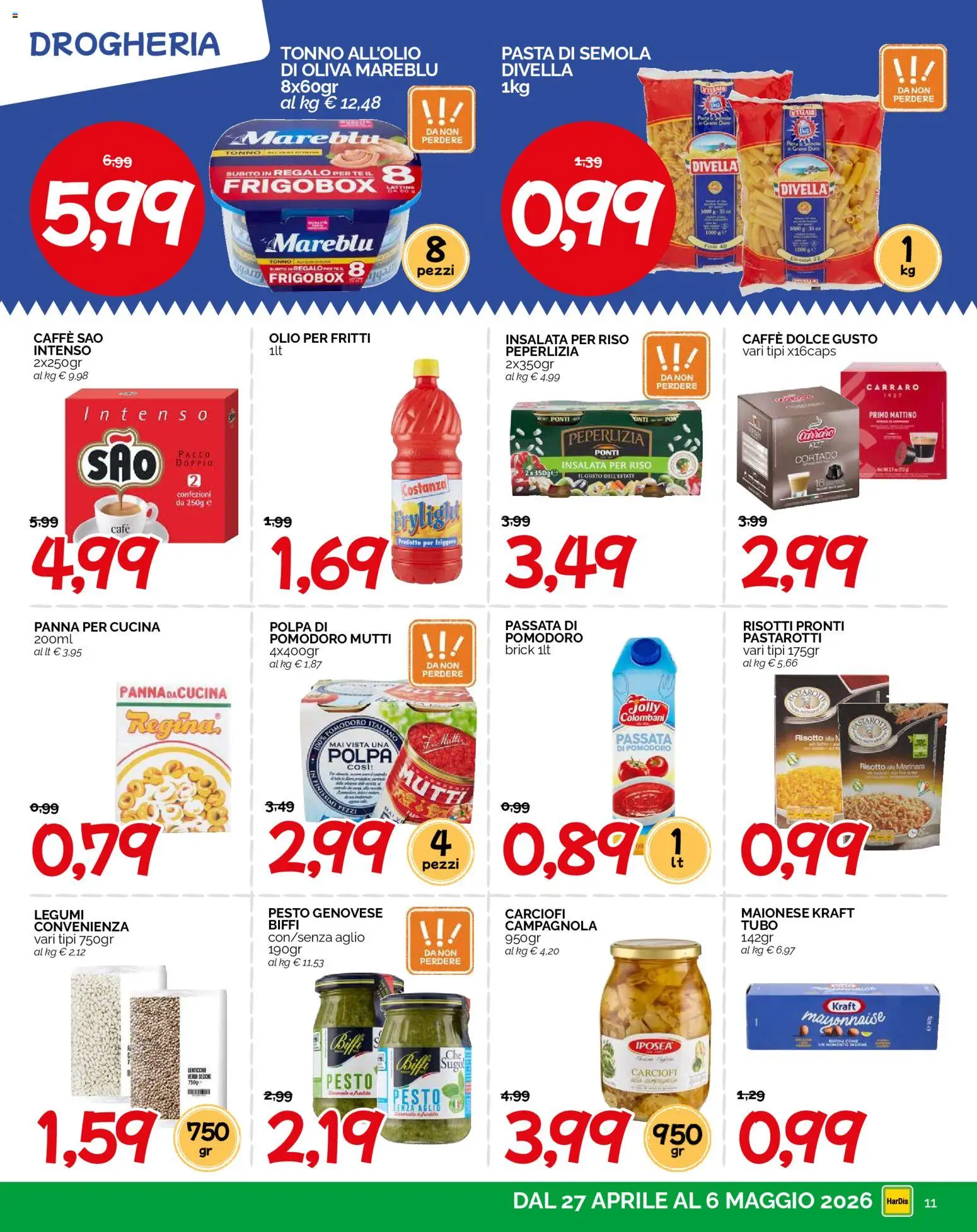 Volantino HarDis del 27.04.2026 | Pagina: 11 | Prodotti: Riso, Insalata, Tubo, Mutti