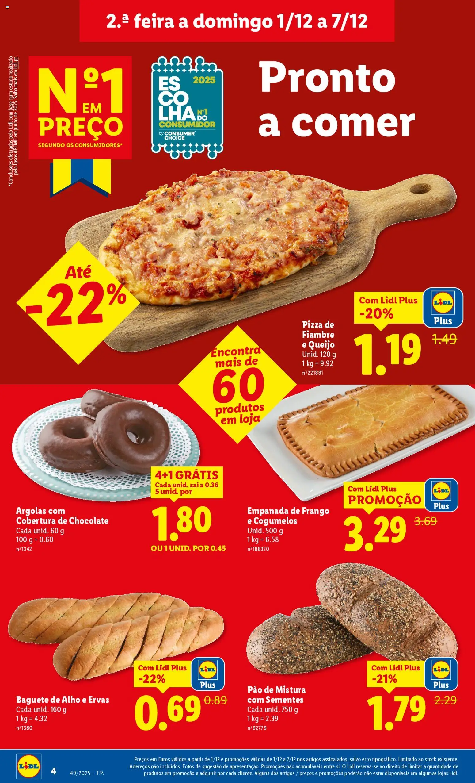 Lidl folheto │ válido de 01.12.2025 | Página: 4 | Produtos: Frango, Pão, Chocolate, Cogumelos