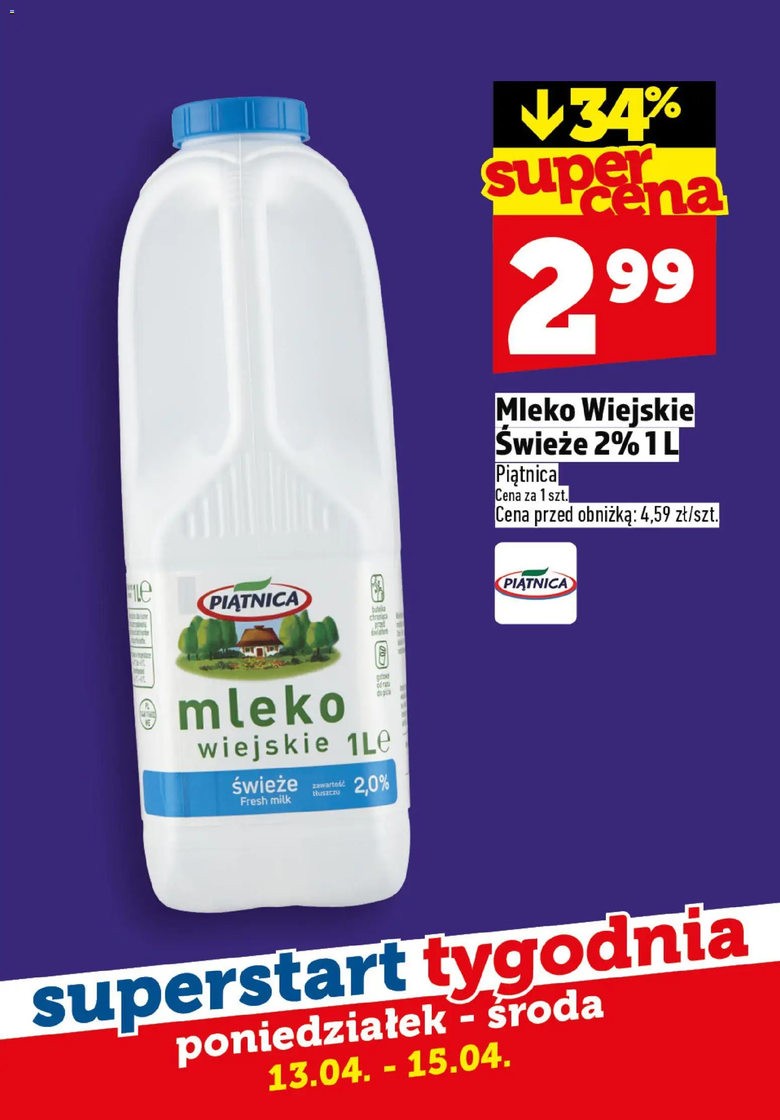 Topaz gazetka - Superstart tygodnia od 13.04.2026 | Strona: 4 | Produkty: Mleko