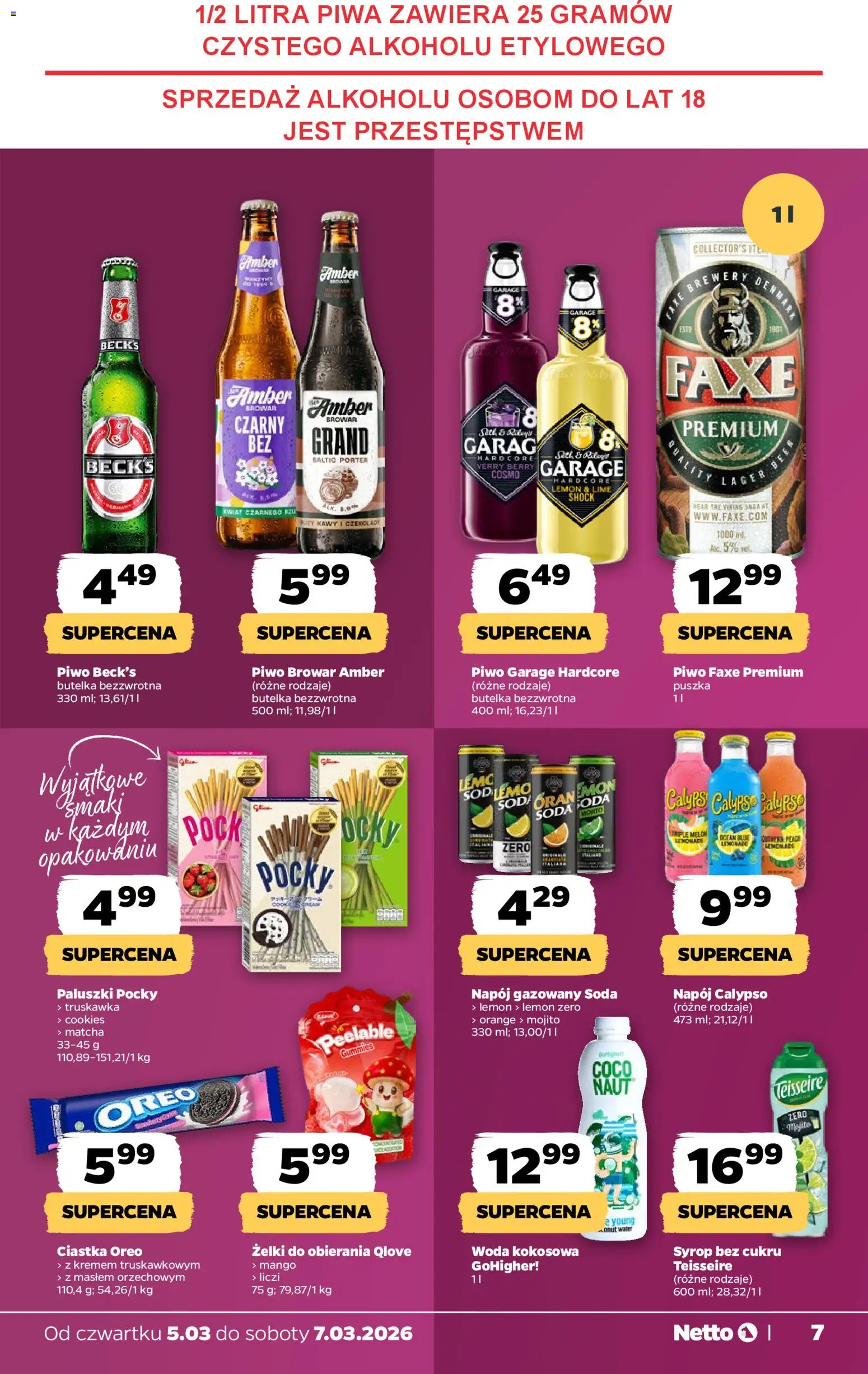 Netto gazetka od czwartku spożywcza od 05.03.2026 | Strona: 7 | Produkty: Mango, Pocky, Paluszki, Ciastka